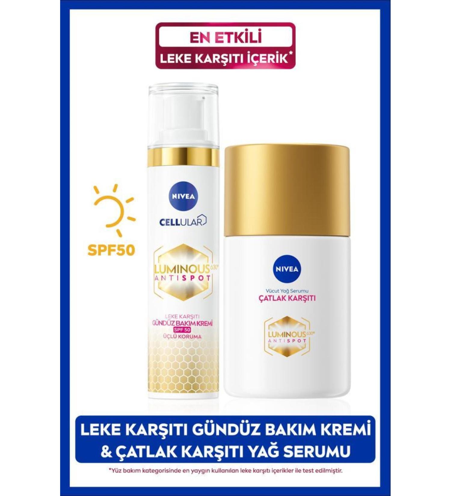 NIVEA Luminous630 Anti-Blemish Day Face Cream 40ml Luminous630 Anti-Stretch Body Oil Serum 100ml - Buy Online on GoSupps.com