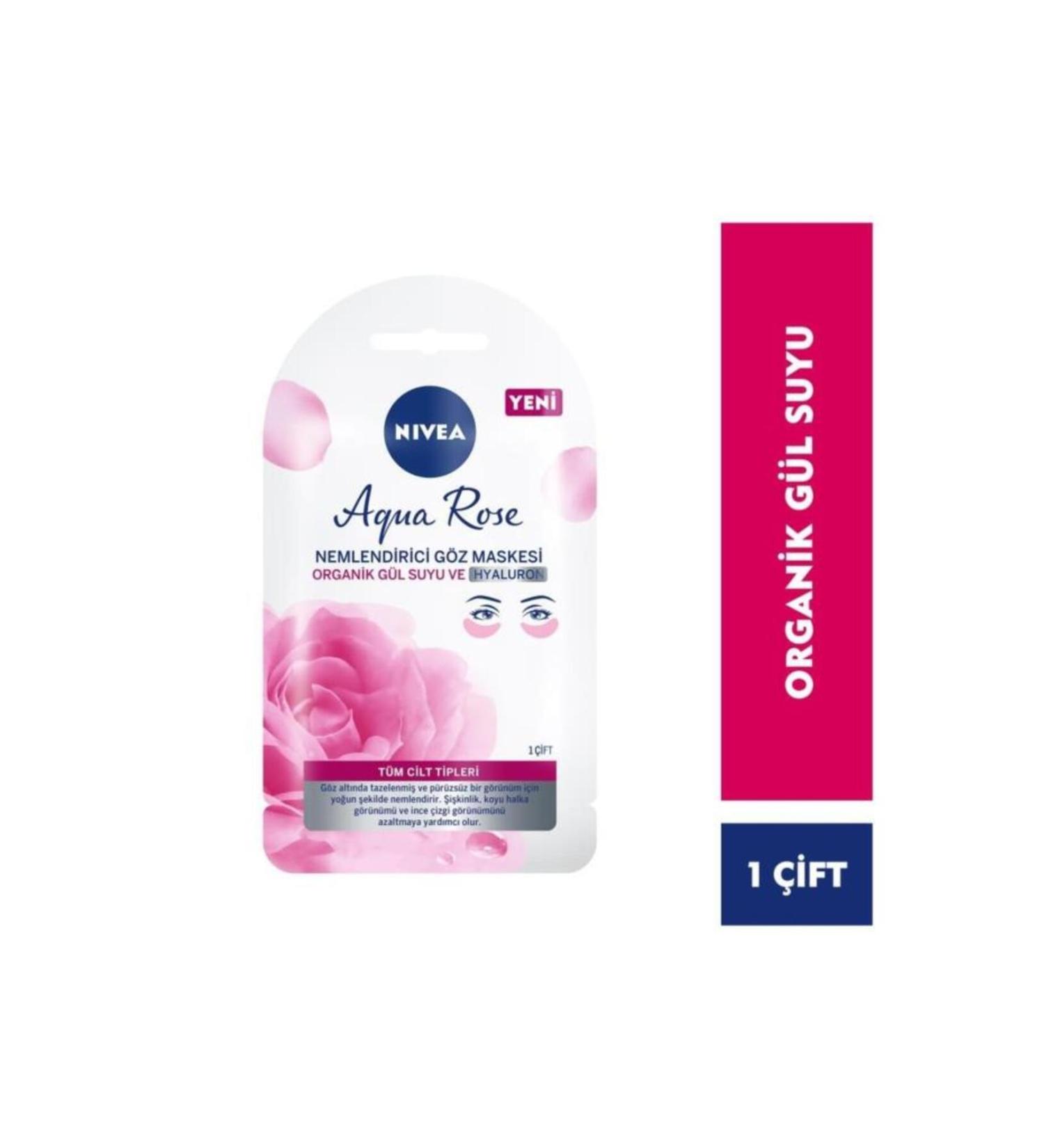 NIVEA Aqua Rose Moisturizing Eye Mask with Organic Rose Water Hyaluron Dark Circles Eye Bags - Buy Online on GoSupps.com