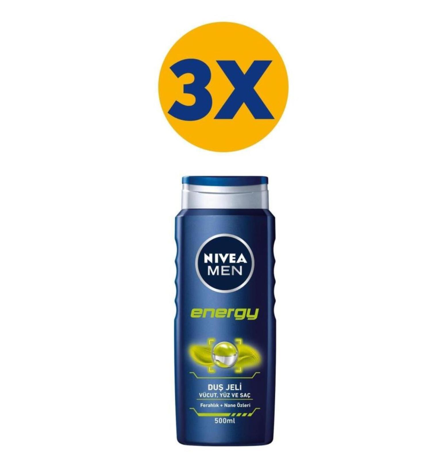 NIVEA Shower Shampoo Energy Men 500ml X3 - Buy Online on GoSupps.com
