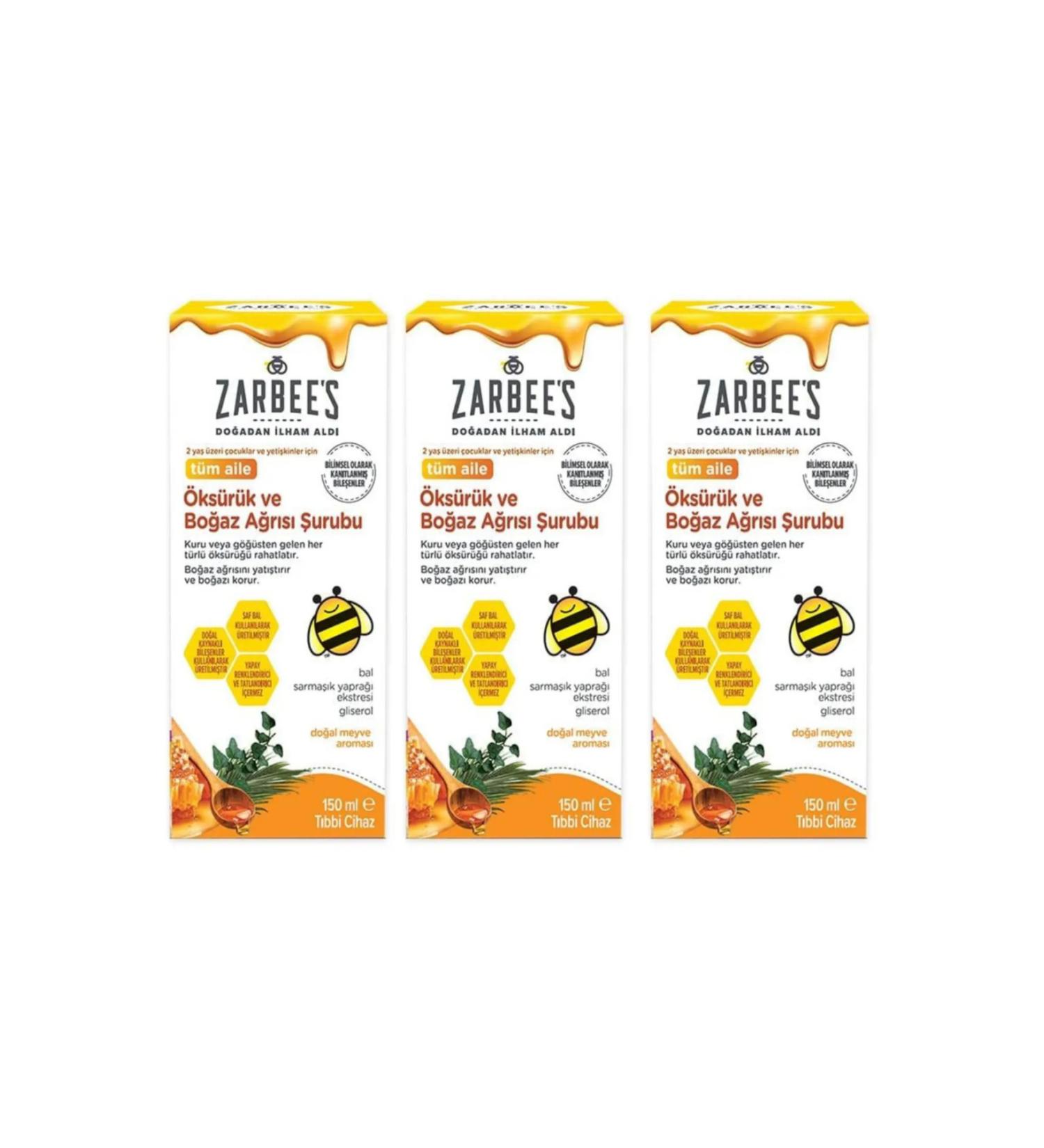 Zarbees Sore Throat Syrup 150 ml X3