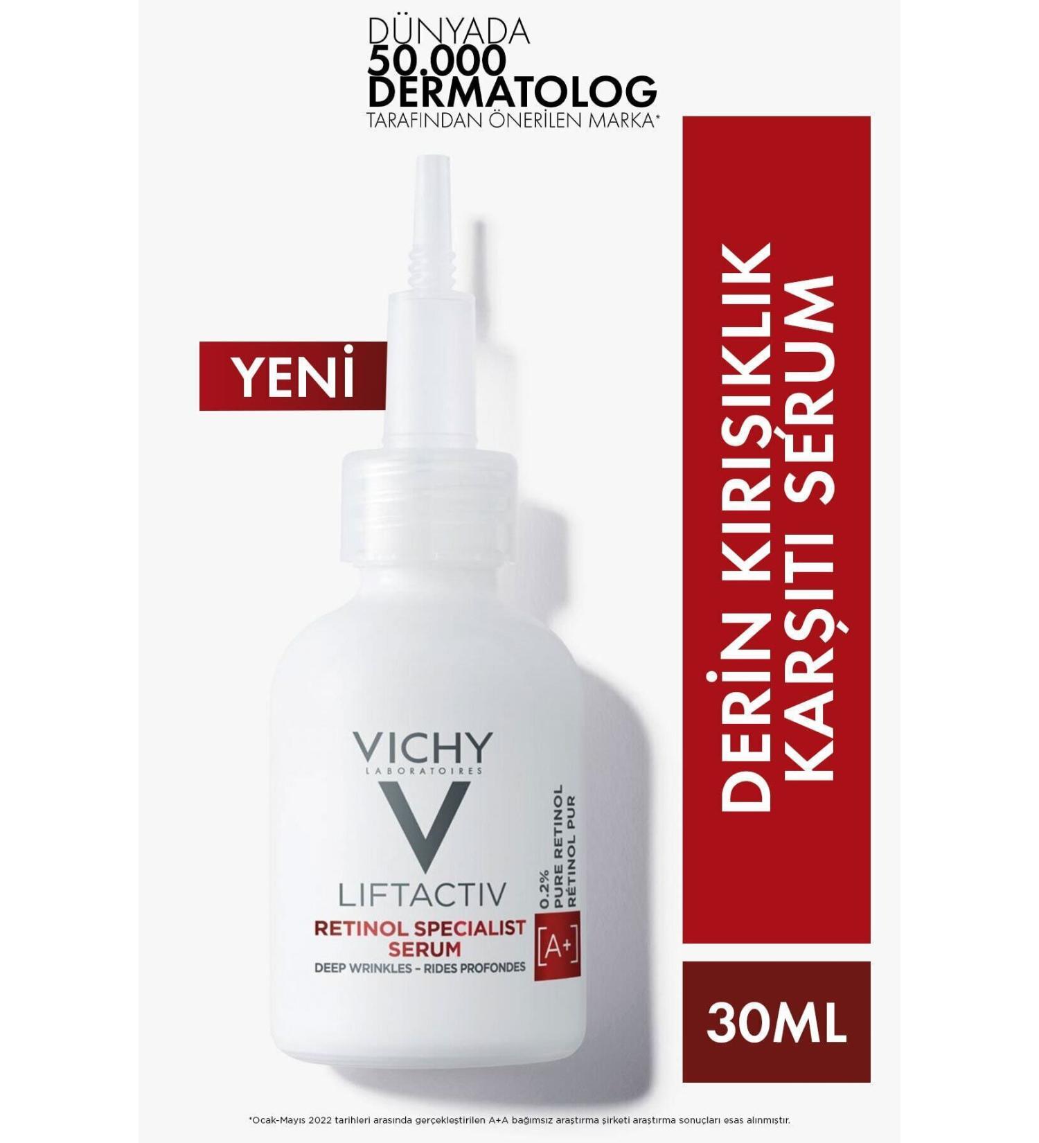 Vichy Serum that reduces the appearance of deep wrinkles provides smoothness and brightness