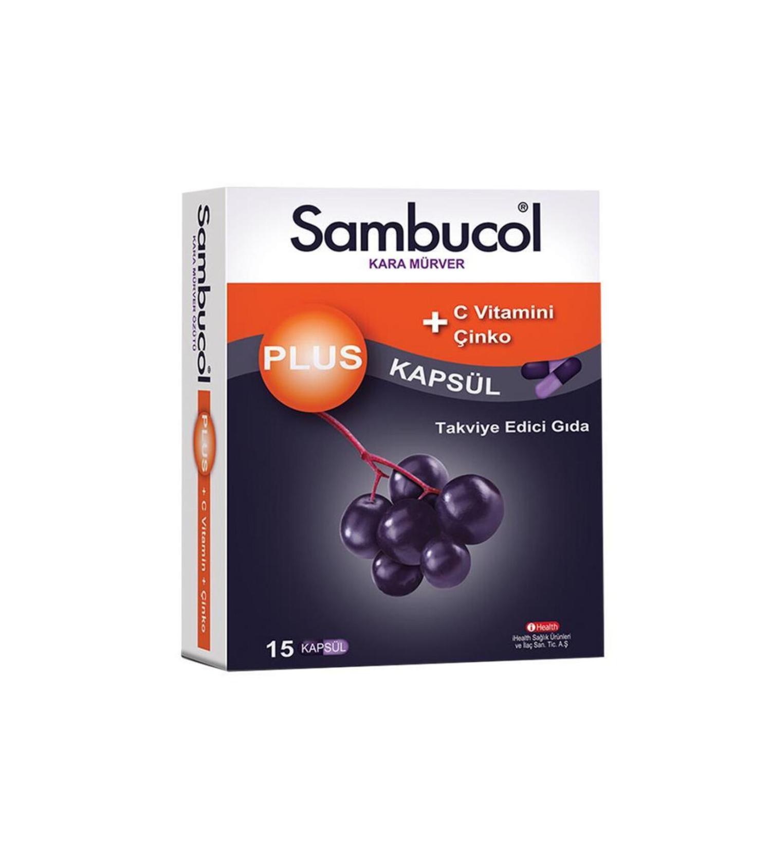Sambucol Plus Black Elderberry Extract Vitamin C & Zinc 15 Capsules