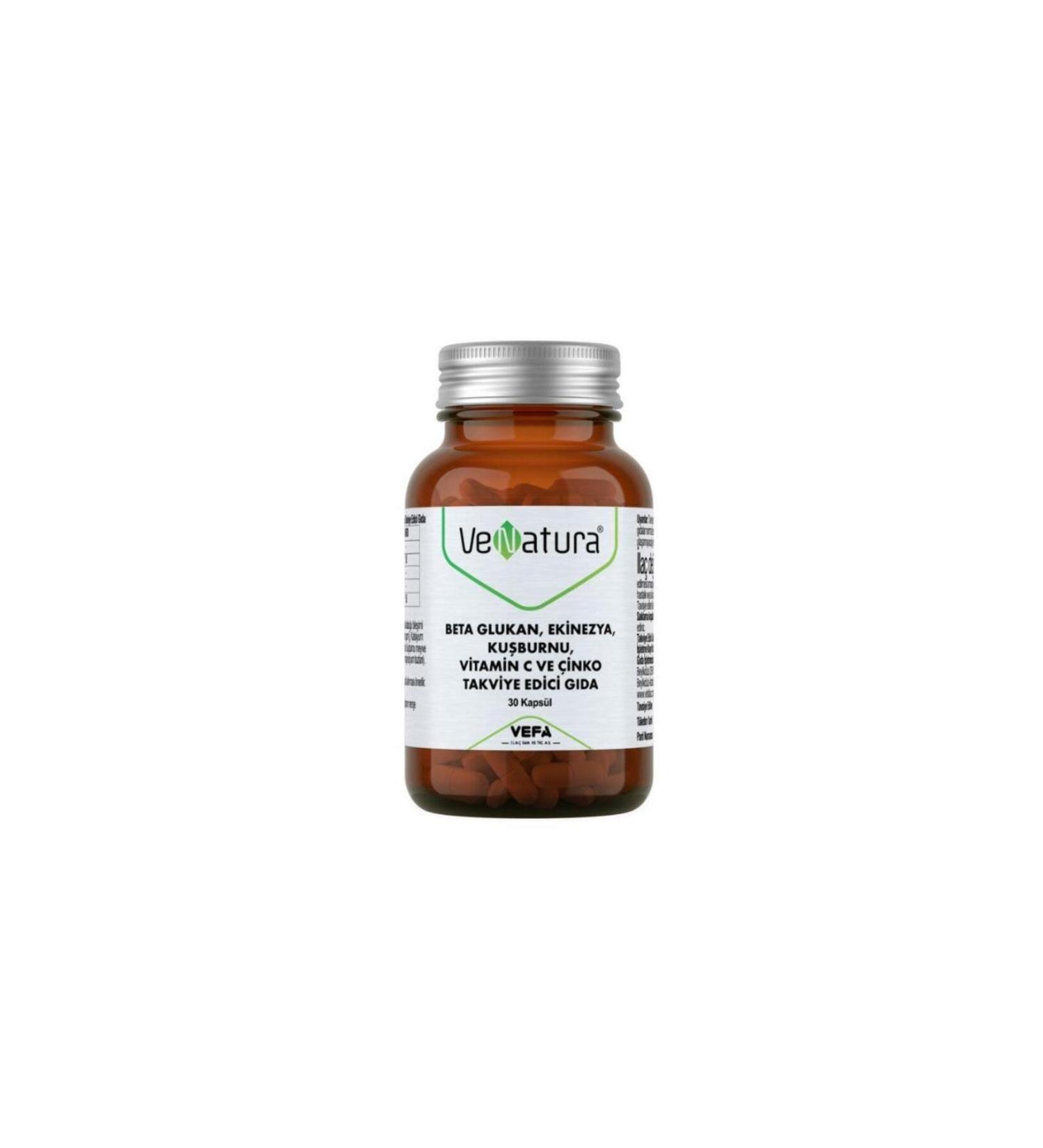 Venatura Beta Glucan Echinacea Rosehip Vitamin C And Zinc 30 Capsules