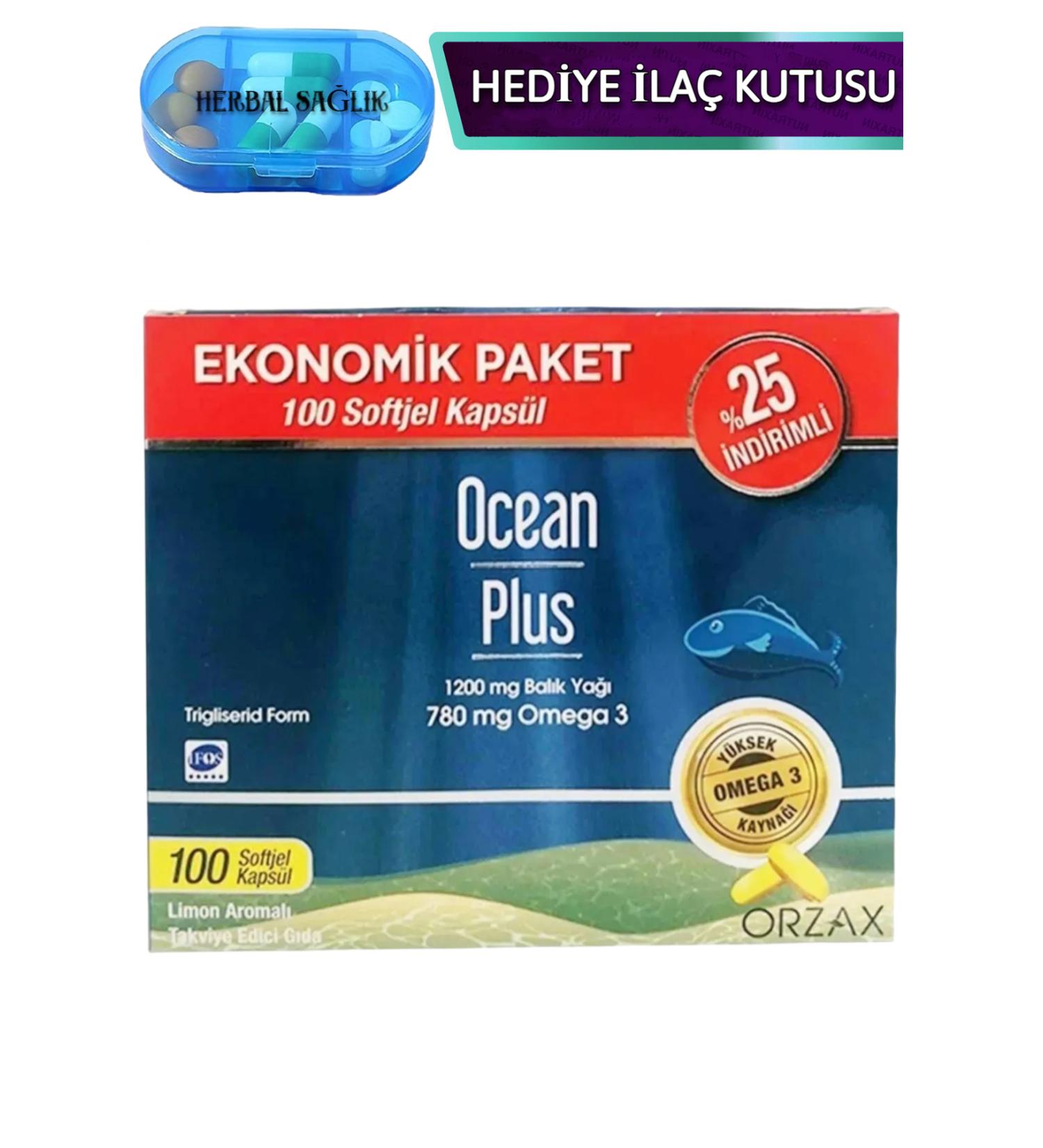 Ocean Plus Omega 3-(EPA 384 DHA 252)- 1200 Mg 100 Pieces Soft Gel