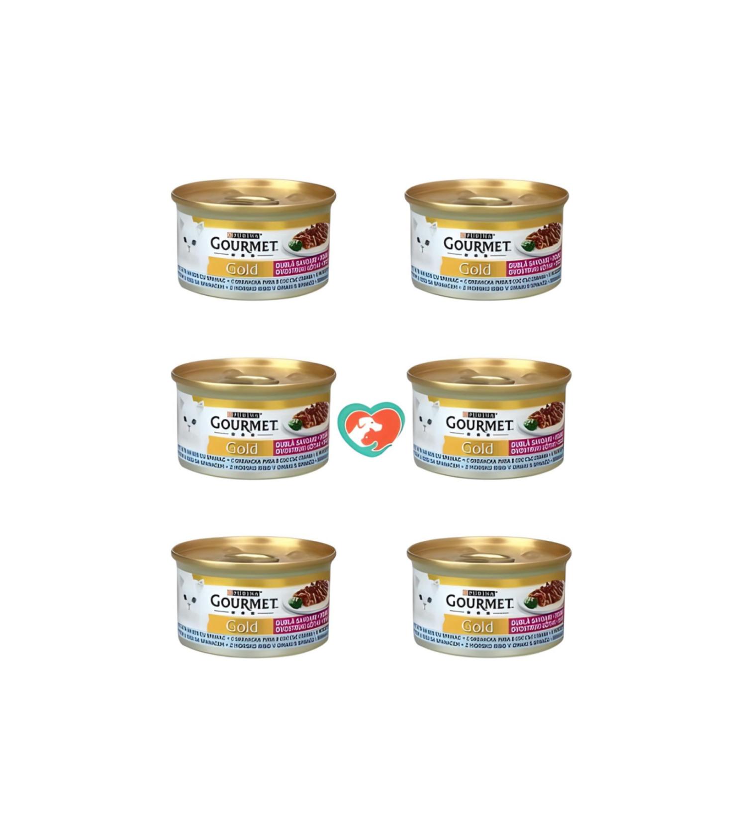 Gourmet Gold Spinach and Fish Cat Canned Food 6x85 gr