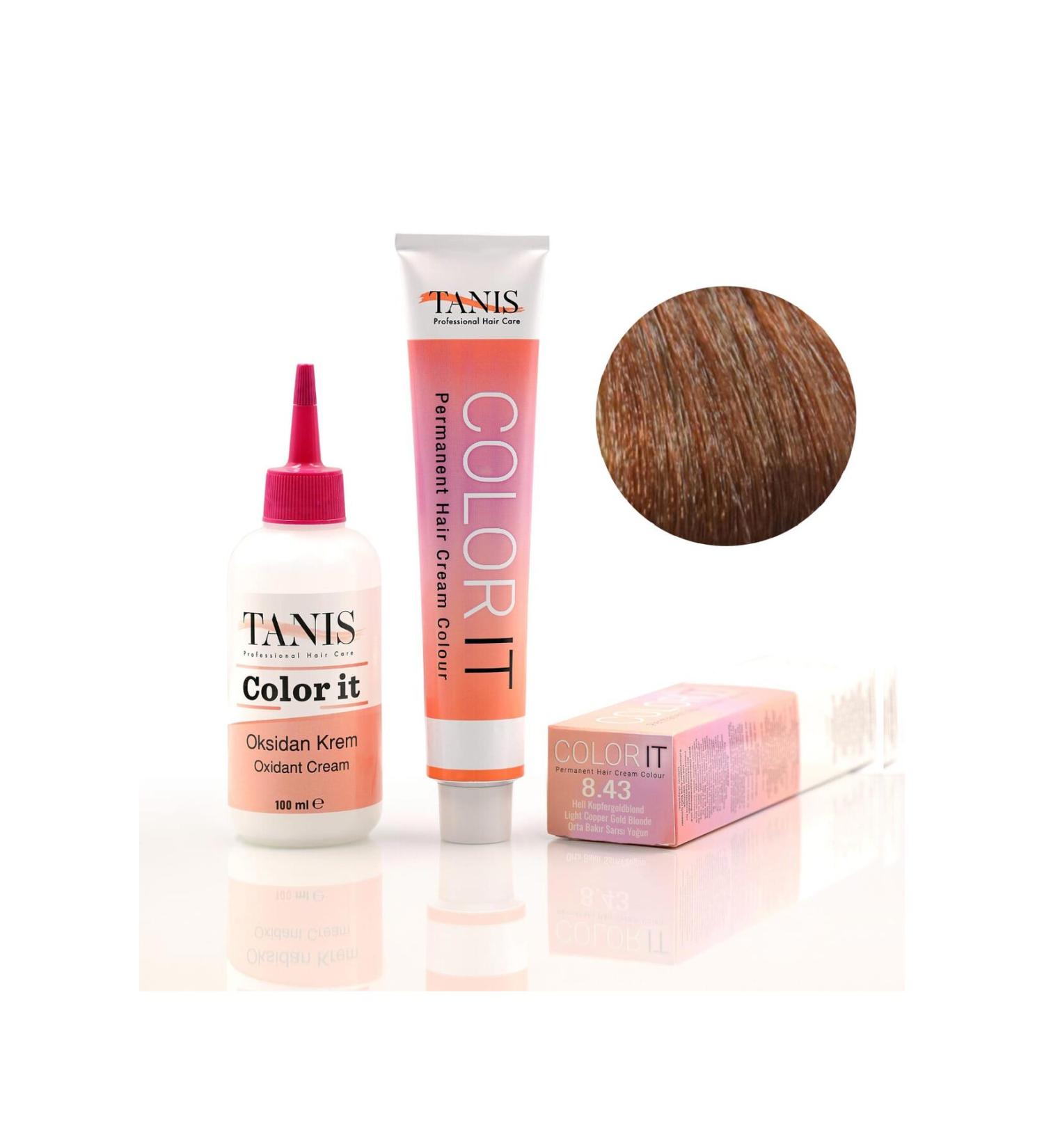 TANIS PROFESSIONAL TANIS COLOR-IT (100 ML) Permanent Hair Dye 8.43 (Medium Copper Blonde Intense)