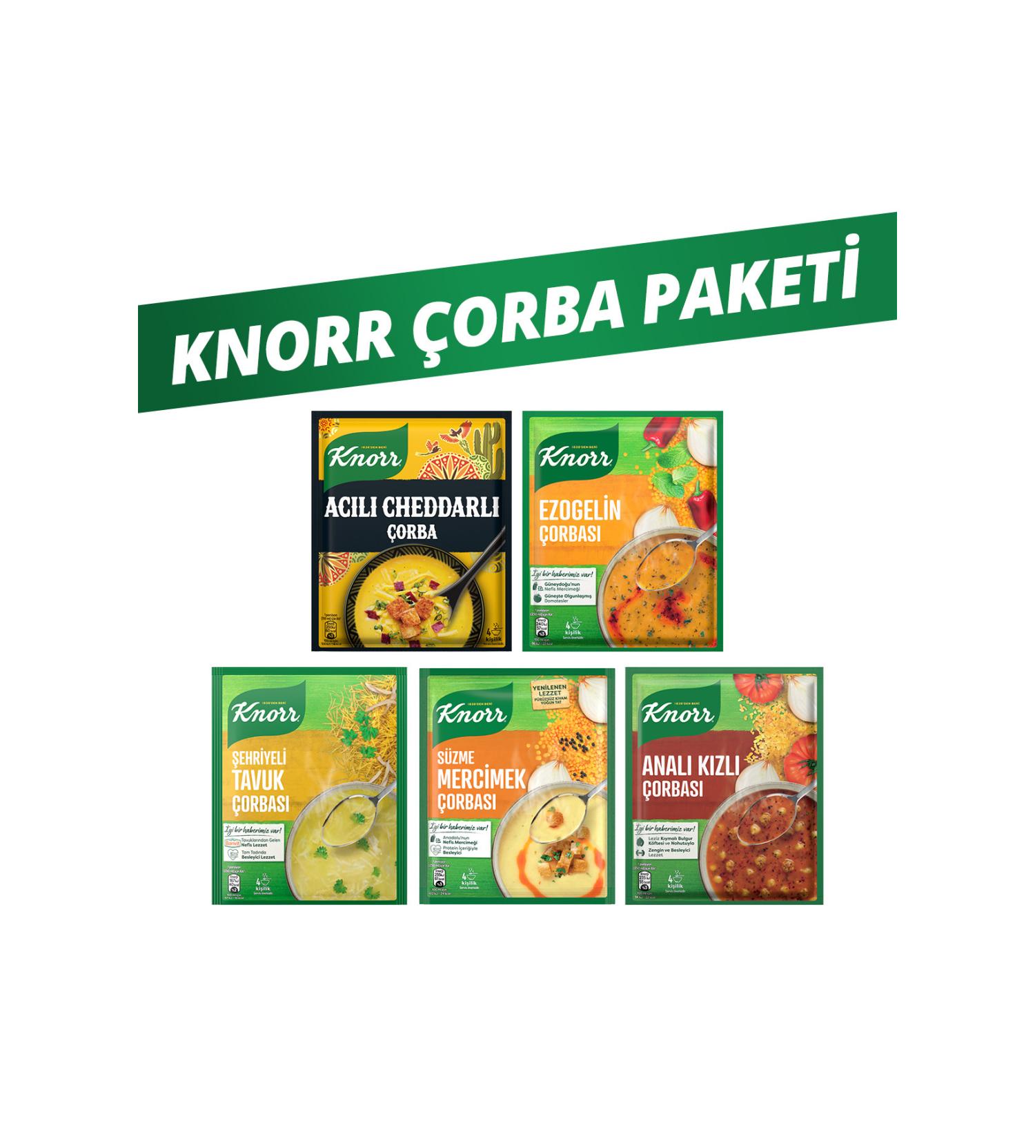 Knorr Spicy Cheddar Soup 74g + Ezogelin 74g + Chicken Vermicelli 51g + Lentil 76g + Mother Daughter 70g - Buy Online on GoSupps.com