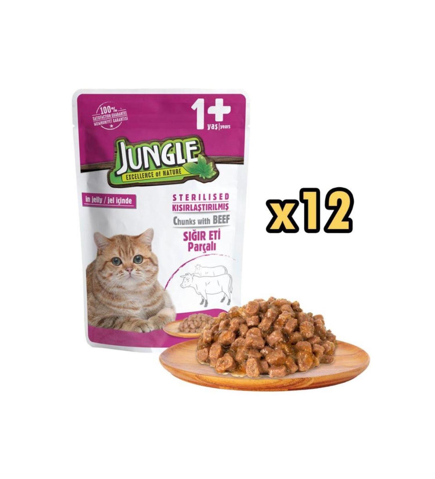 Jungle Steak Neutered Cat Pouch 100 Gr X 12 Pieces