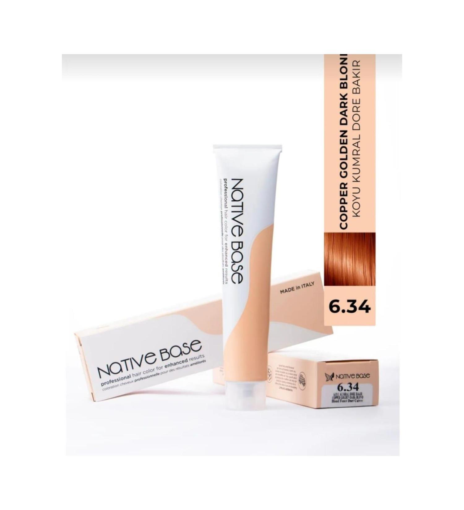 Native Base Hair Dye 6.34 Dark Blonde Dore Copper 100 ml