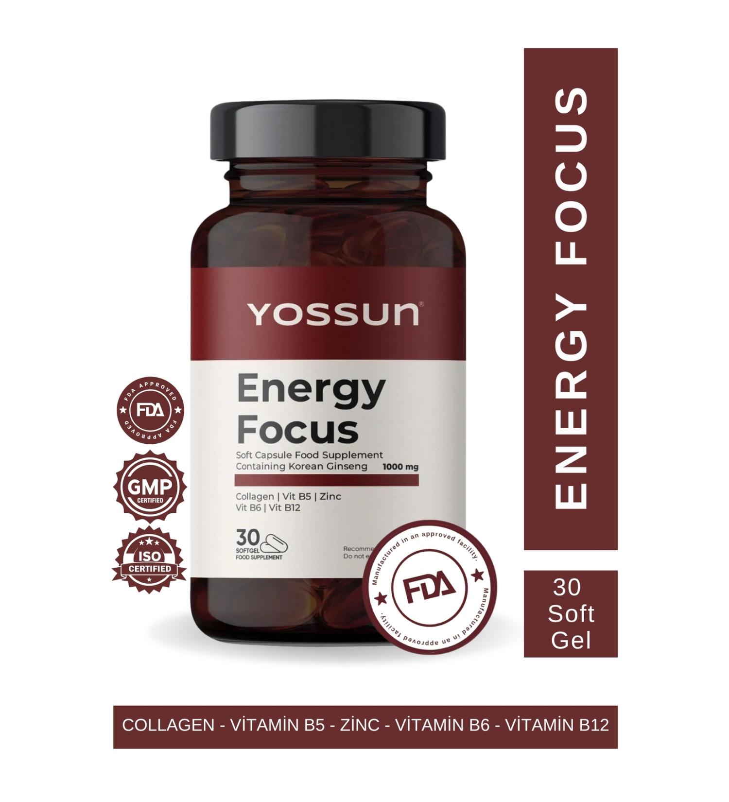 yossun ENERGY FOCUS Softgel Supplement Containing Korean Ginseng - Buy Online on GoSupps.com