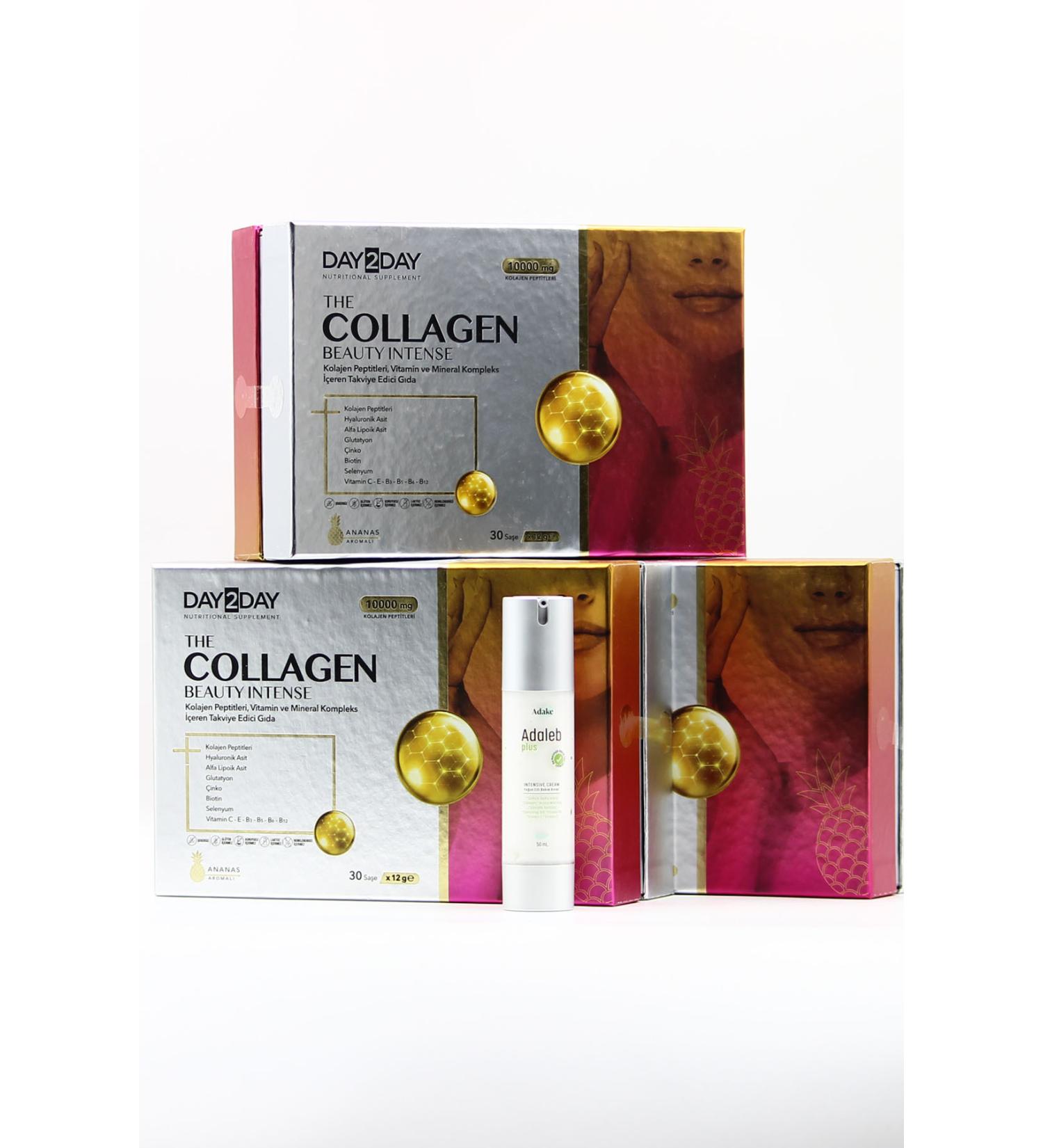 DAY2DAY Collagen Beauty Intense Pineapple 3 Month Set and Adaleb Plus - Buy Online on GoSupps.com