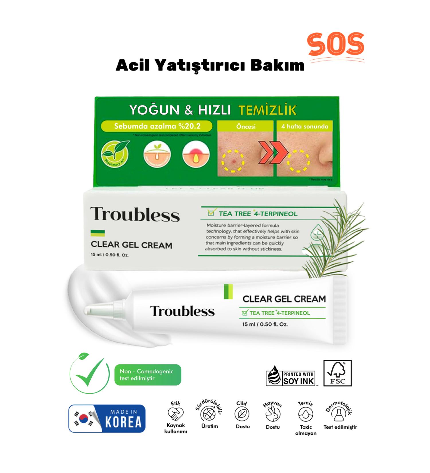 Troubless Clear Gel Cream Anti-Acne and Pimple Soothing Gel Cream 15 ml - Buy Online on GoSupps.com