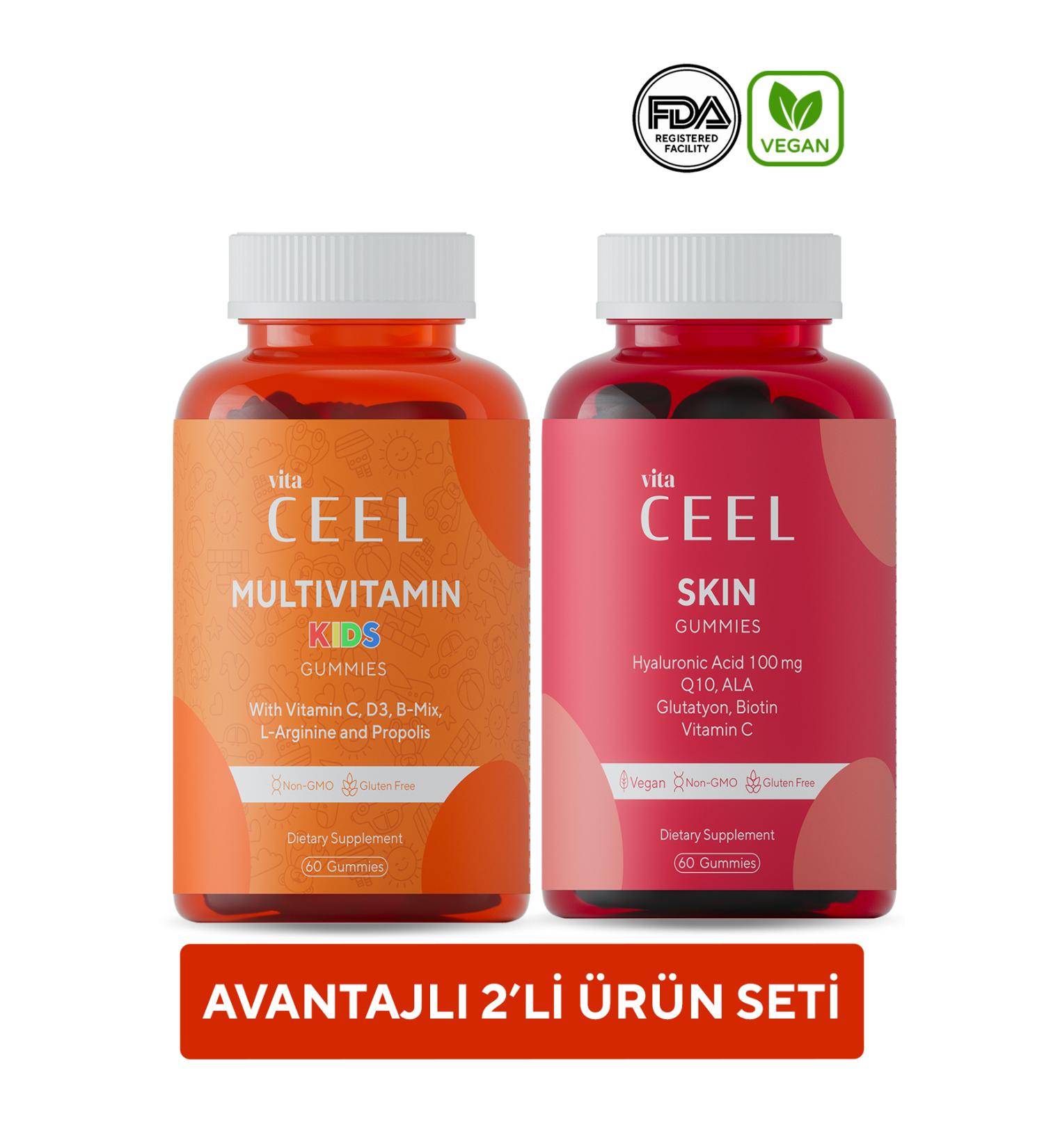 Vita Ceel 2-Pack Skin and Kids Gummy Chewable Vegan Vitamin - Buy Online on GoSupps.com