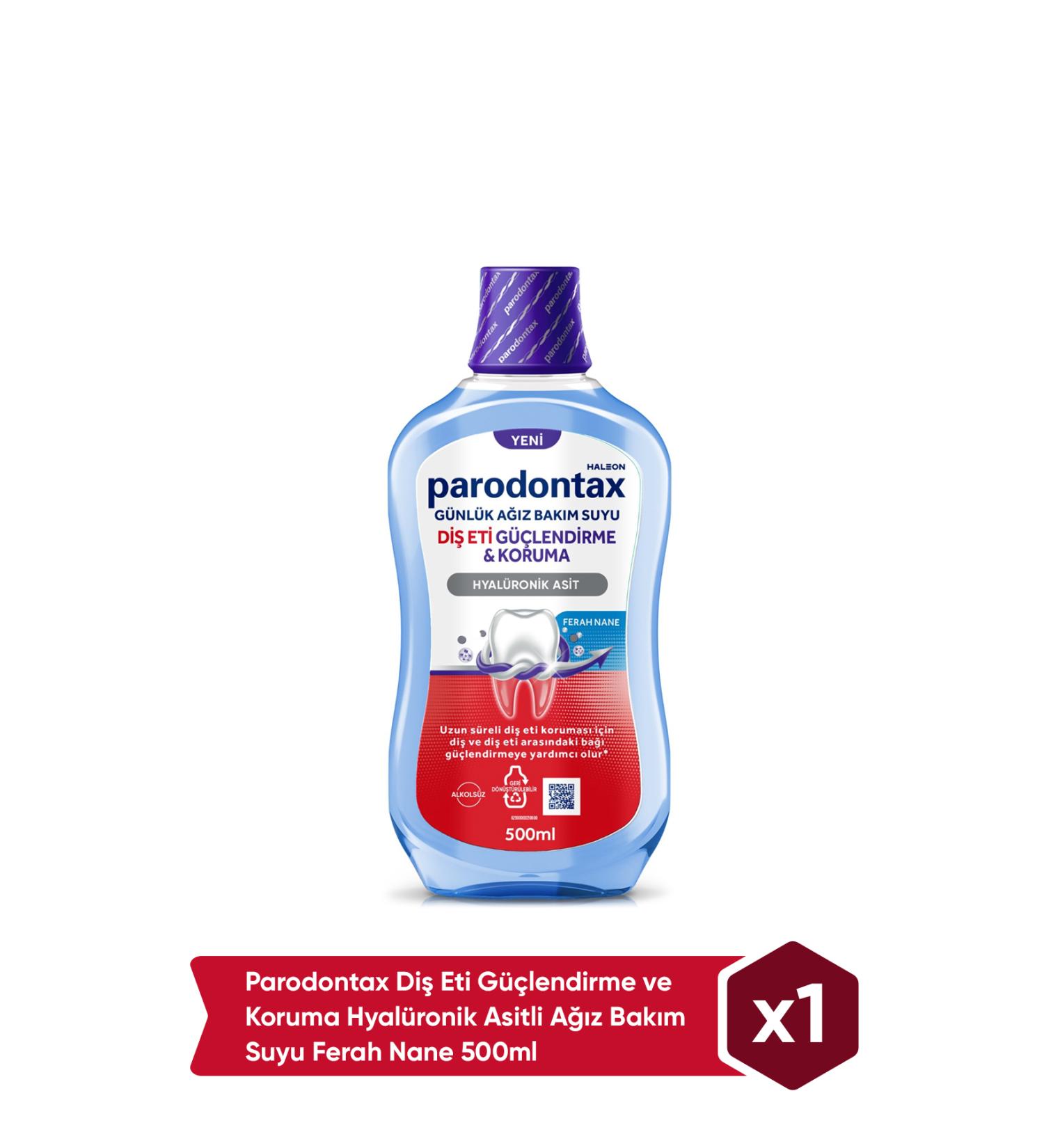 Parodontax Gum Strengthening and Protection Hyaluronic Acid Mouthwash Fresh Mint 500ml - Buy Online on GoSupps.com