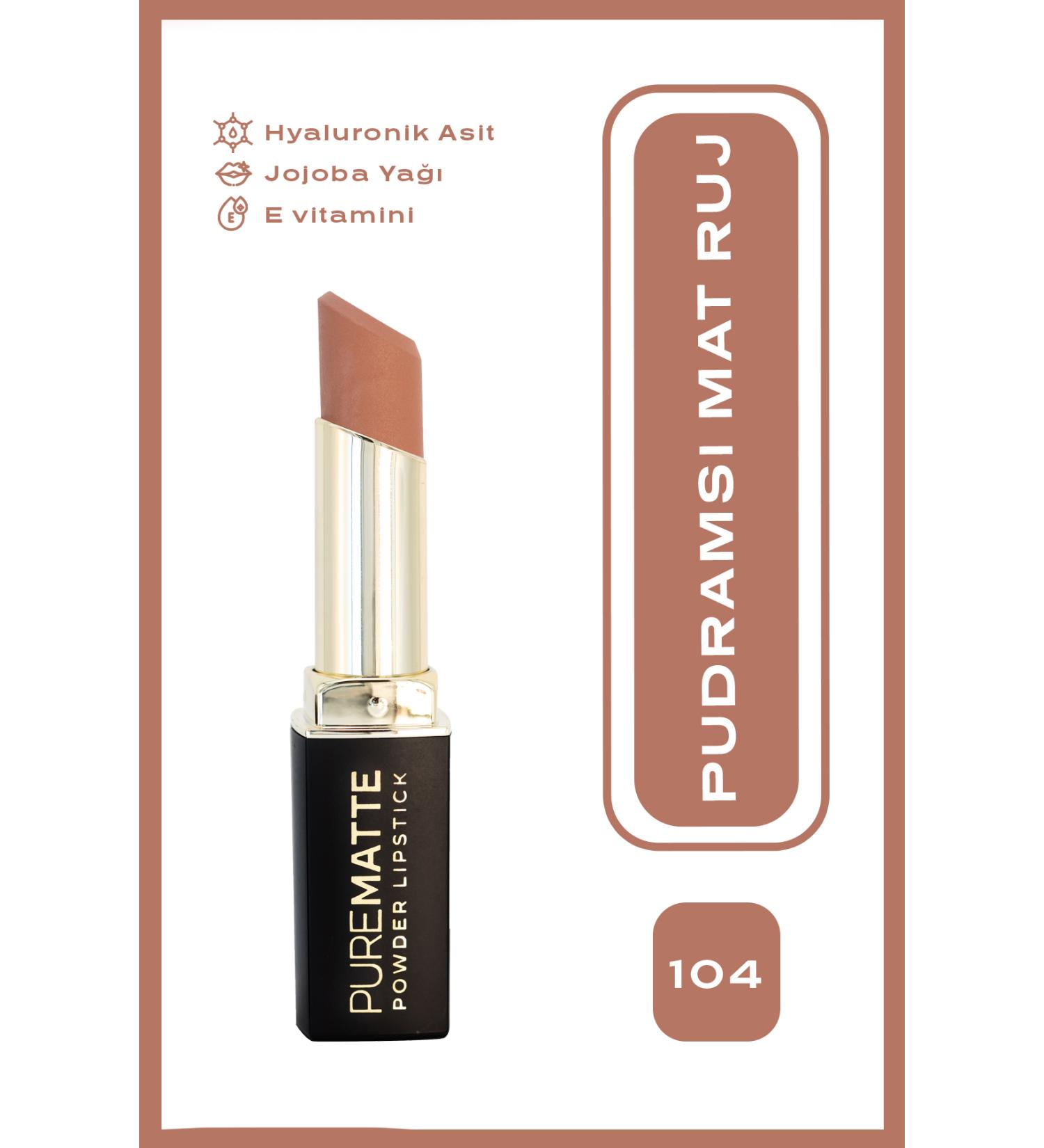 Golden Rose Pure Matte Powder Lipstick No: 104 - Powdered Matte Lipstick - 8691190533540 - Buy Online on GoSupps.com