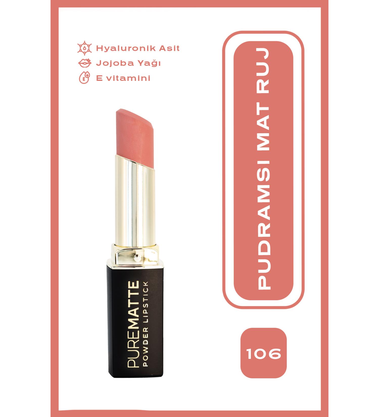 Golden Rose Pure Matte Powder Lipstick No: 106 - Powdered Matte Lipstick - 8691190533564 - Buy Online on GoSupps.com