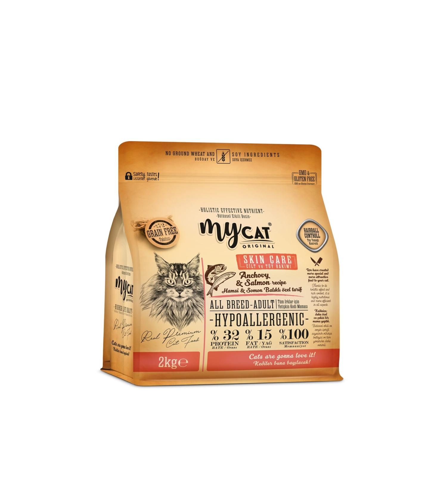 My Cat MYCAT HYPOALLERGENIC SKIN CARE ANCHOR&SALMON ALL BREED CAT FOOD FOR ALL BREEDS (2KG)
