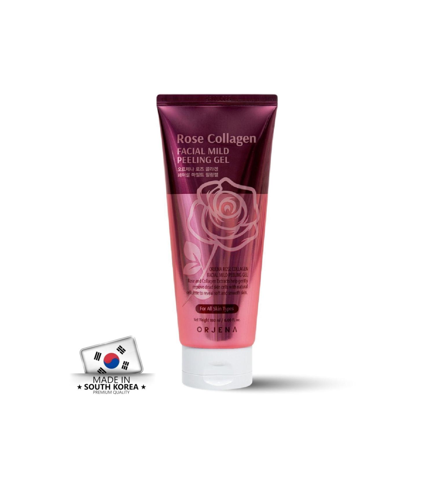 Orjena Rose Collagen Facial Mild Peeling Gel - Anti-Wrinkle and Anti-Aging Peeling Gel-180ml - Buy Online on GoSupps.com
