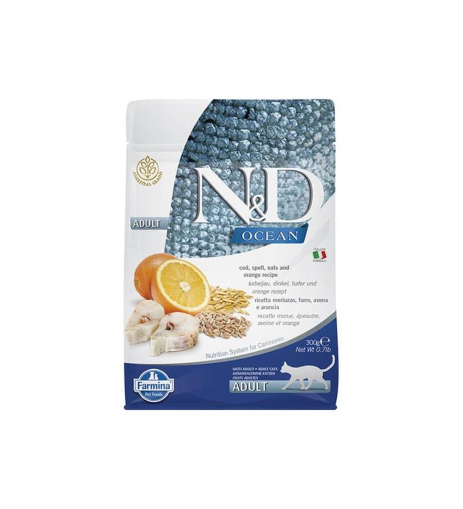 N & D Ocean Low Grain Cod Adult Cat Food 300 gr - Petshopundan