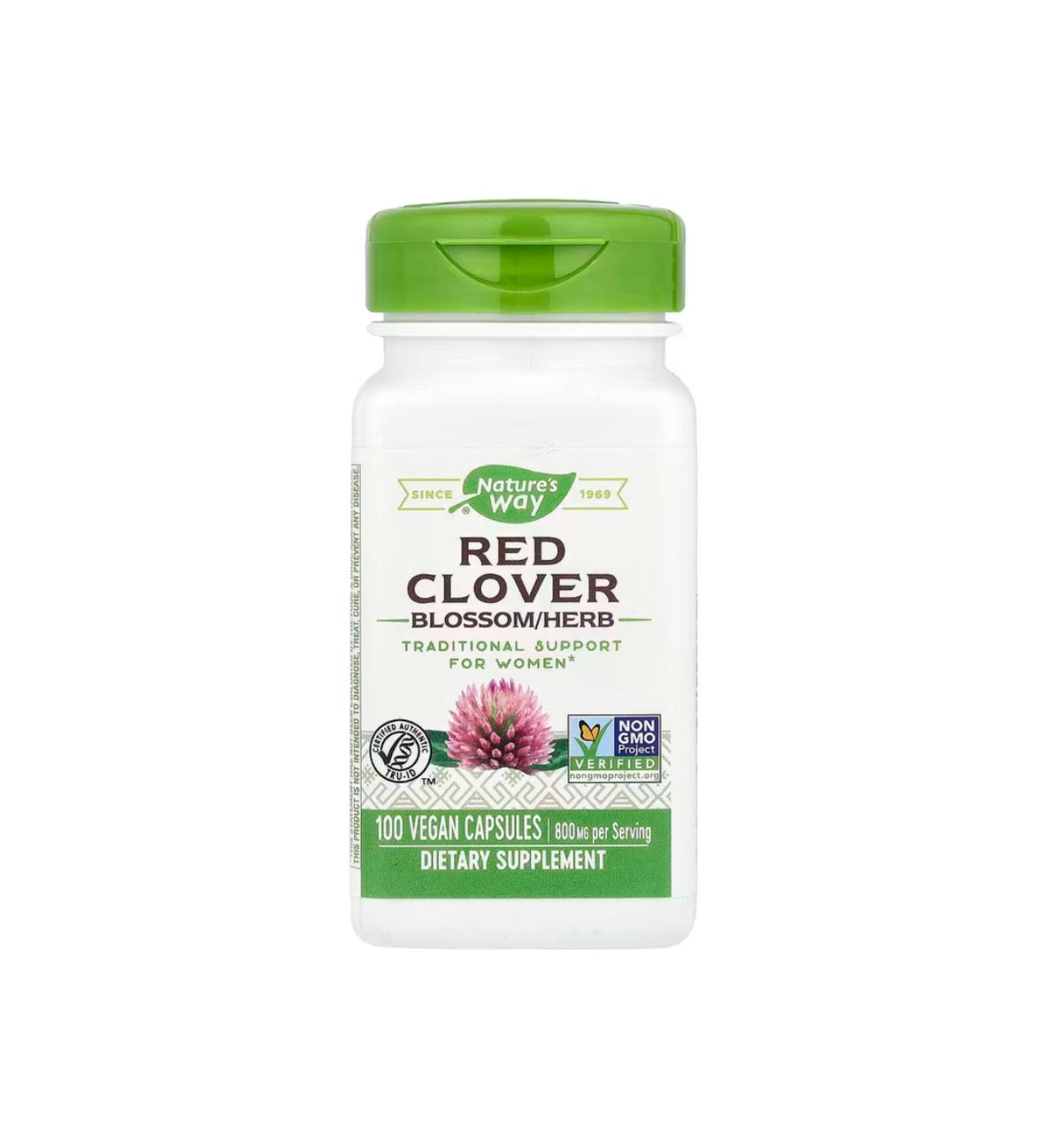 Nature's Way Red Clover Blossom/Herb 800 mg 100 Vegan Capsules (400 mg per Capsule) usa vers.3244