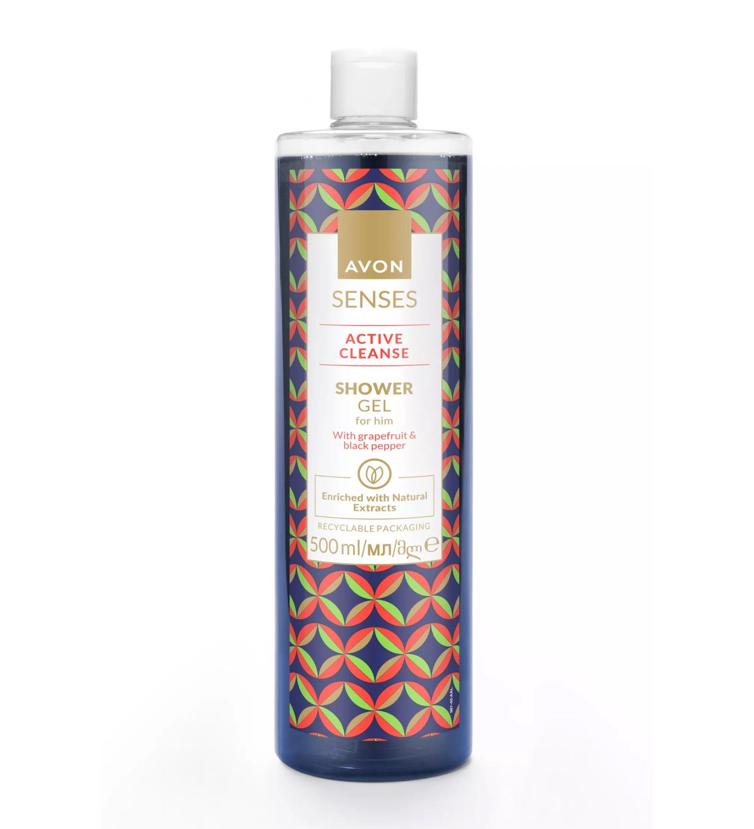 Avon Active Cleanse Grapefruit and Black Pepper Scented Men's Shower Gel 500 Ml.
