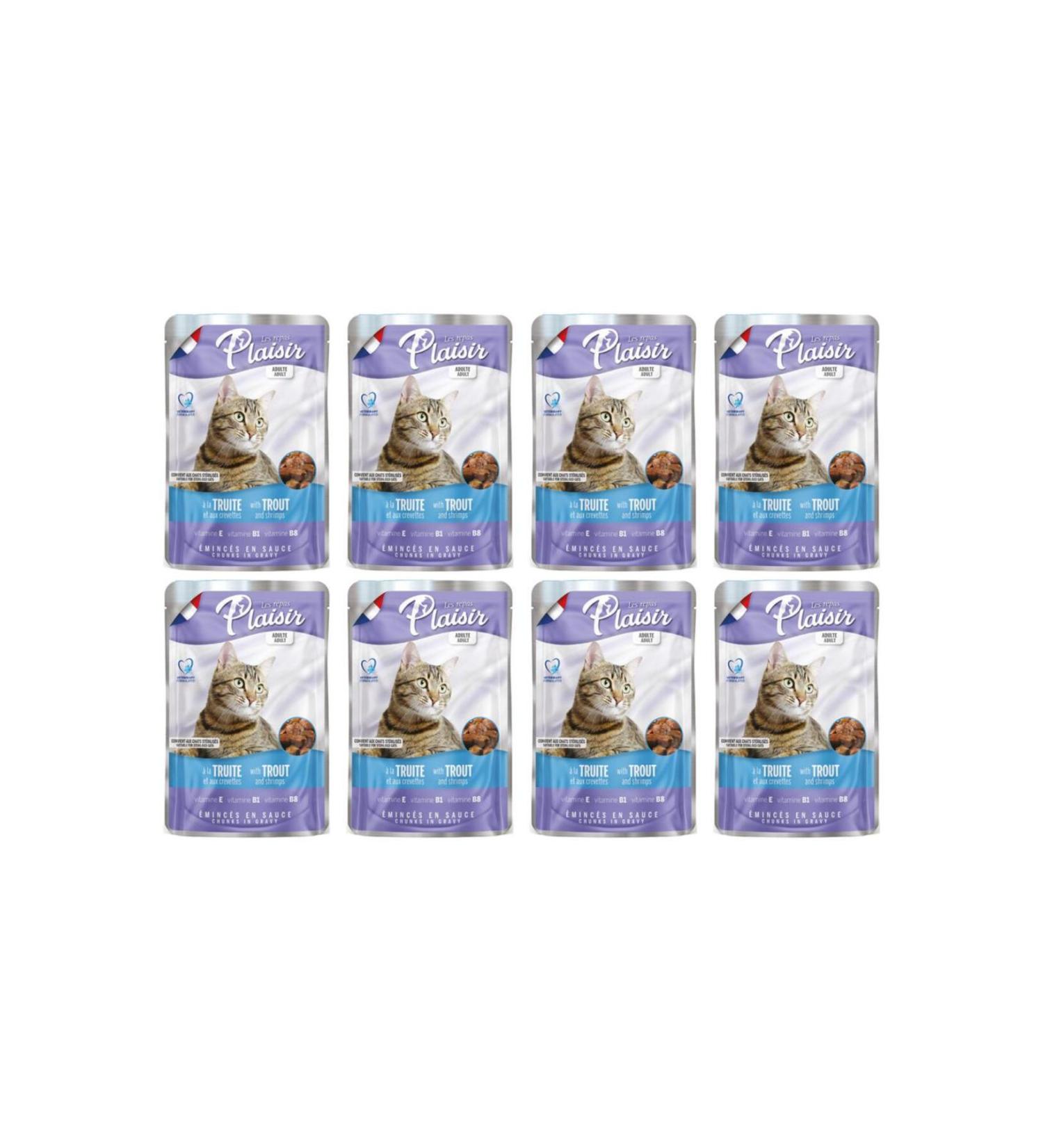 Plaisir 100gr Pouch Trout And Shrimps Trout Meat 8pcs Cat Food