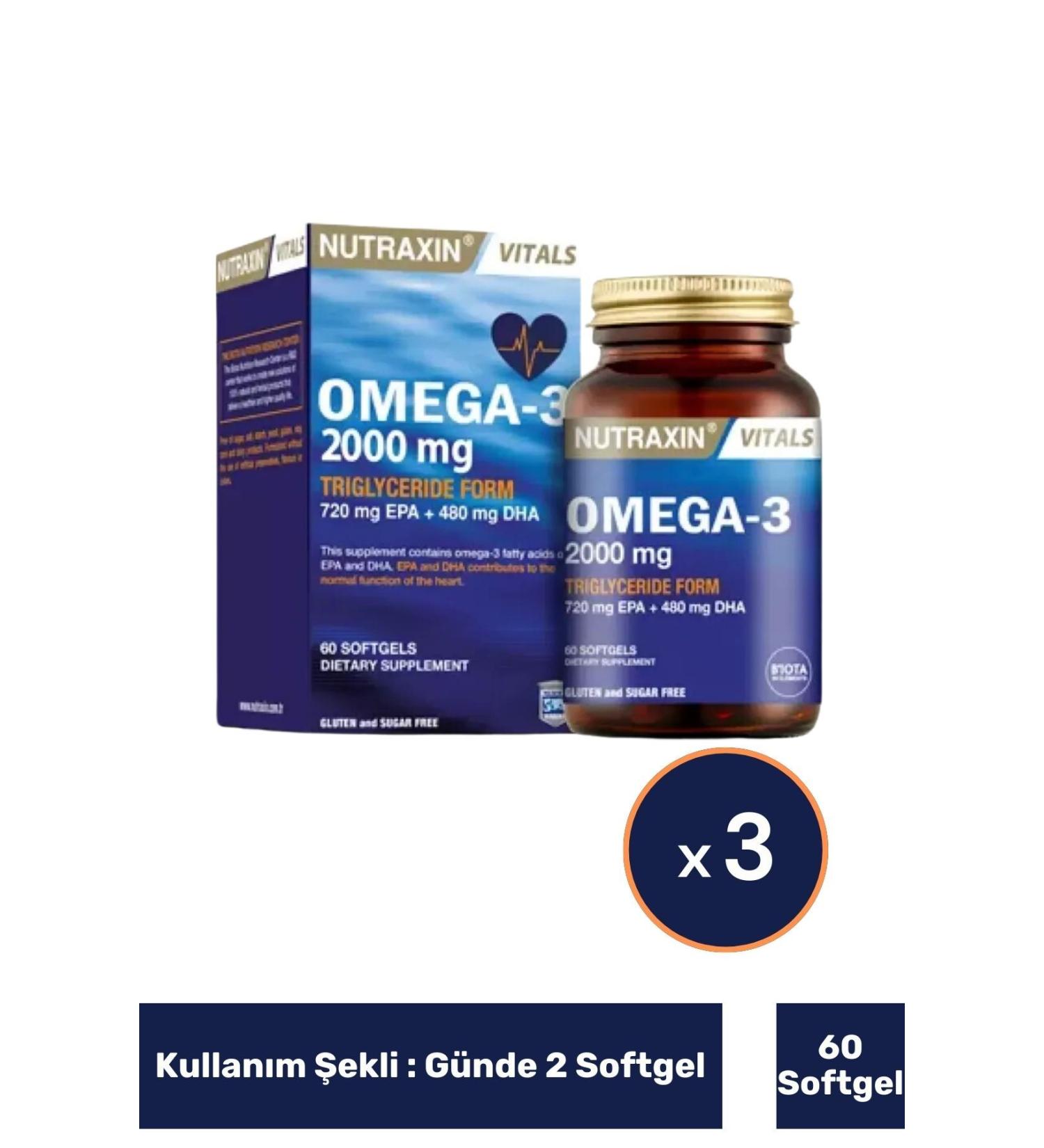 Nutraxin Omega-3 2000 Mg 60 Softgel X 3 Pieces