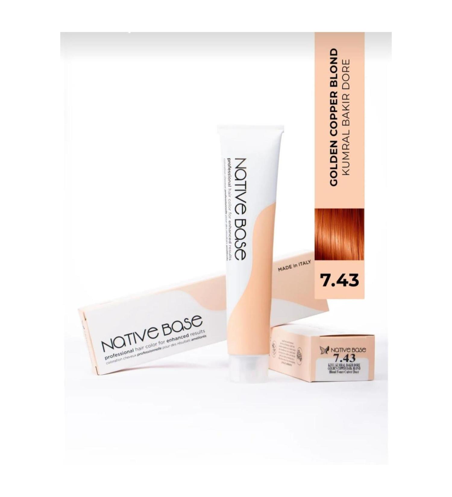 Native Base Hair Dye 7.43 Blonde Copper Dore 100 ml