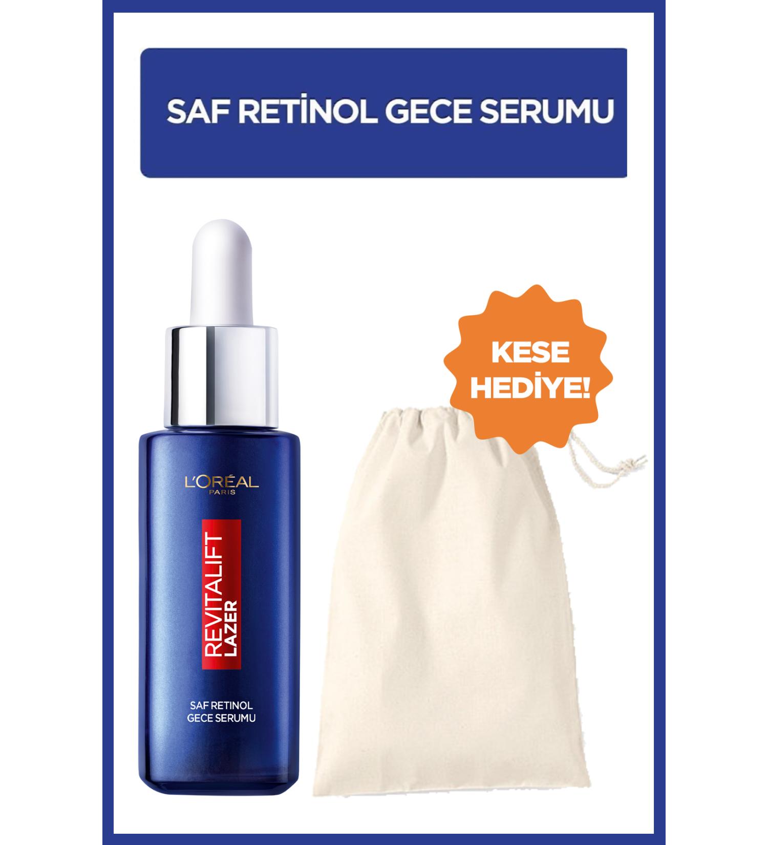 L'Oreal Paris Revitalift Lazer Saf Retinol Gece Serumu 30 ml + Kese anta - Buy Online on GoSupps.com