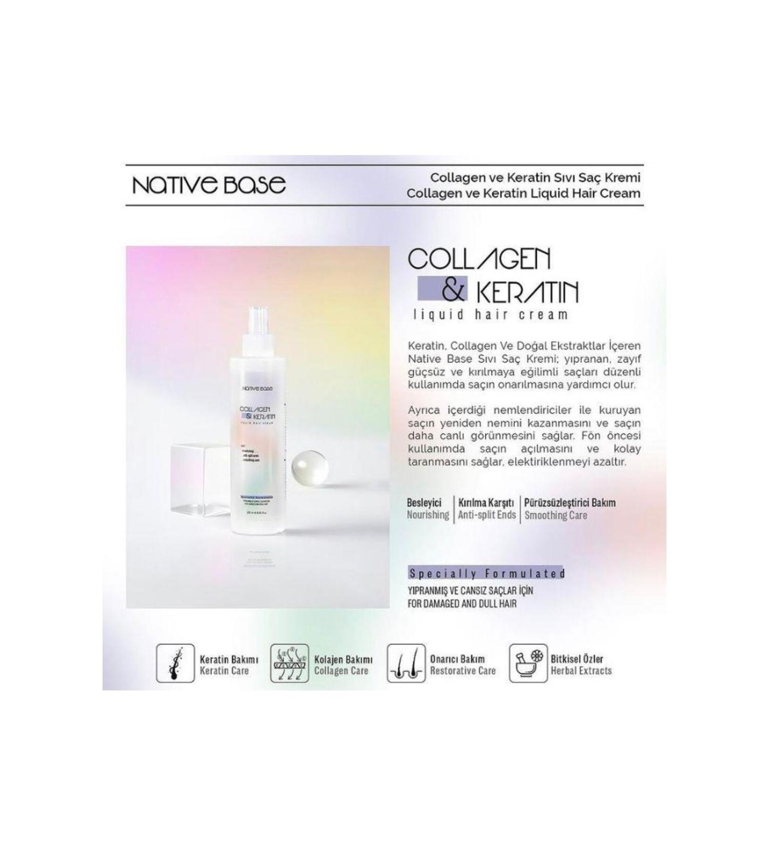 Native Base Keratin&Collagen Liquid Hair Conditioner 250 Ml