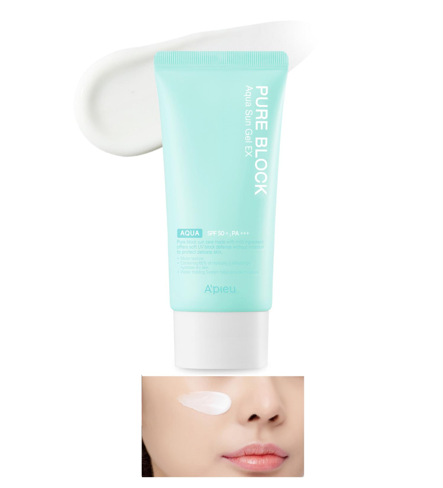 Missha Intensive Moisturizing Waterproof Gel Sunscreen A'PIEU Pure Block Aqua Sun Gel EX SPF50+/PA+++50ml - Buy Online on GoSupps.com