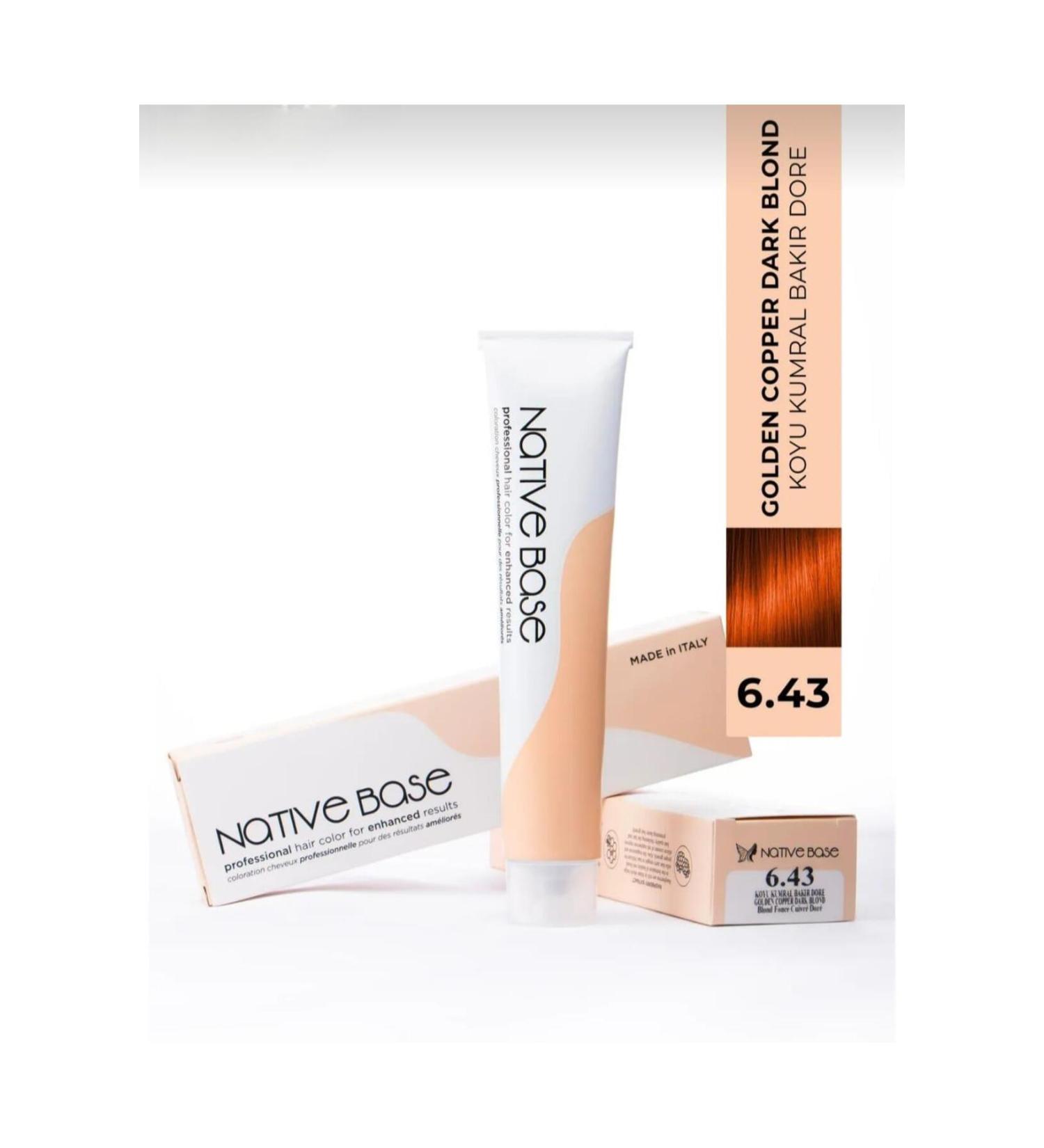 Native Base Hair Dye 6.43 Dark Blonde Copper Dore 100 ml