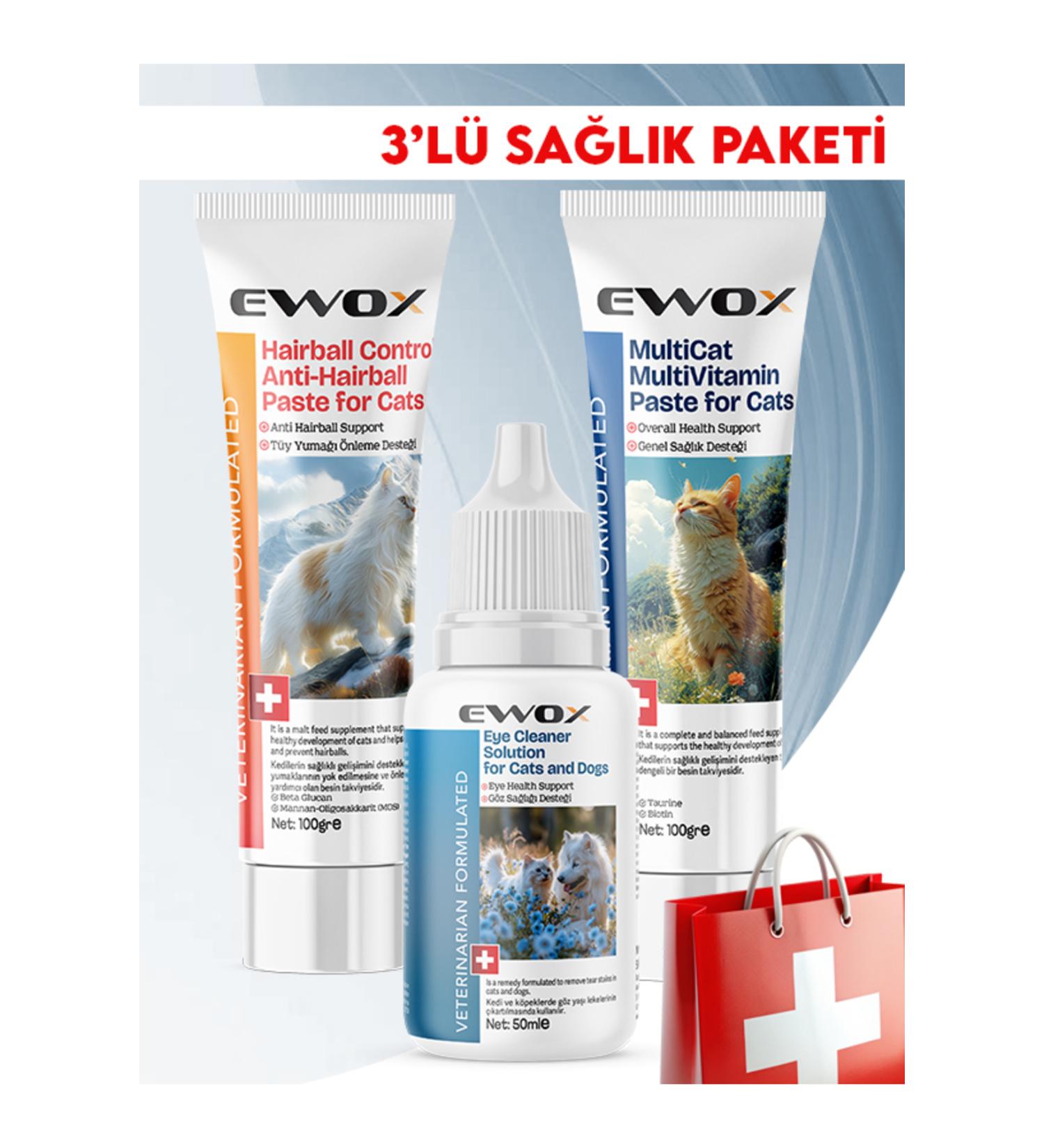 EWOX Cat 3-Pack Health Package (Multivitamin Paste & Malt Paste & Eye Solution)