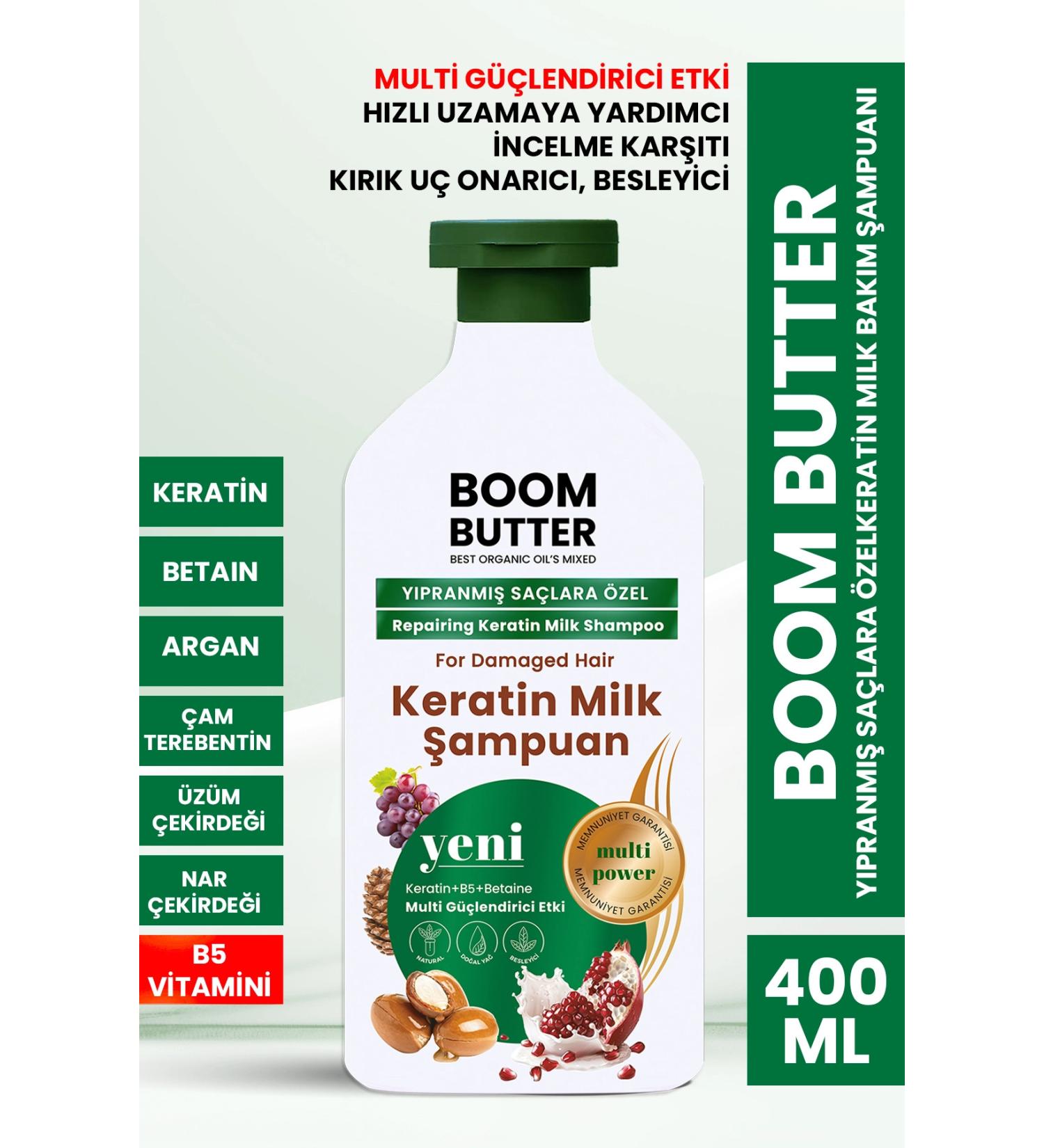 BOOM BUTTER Multifunctional (7 ACTIVE) Keratin Milk Shampoo 400 ml - Buy Online on GoSupps.com