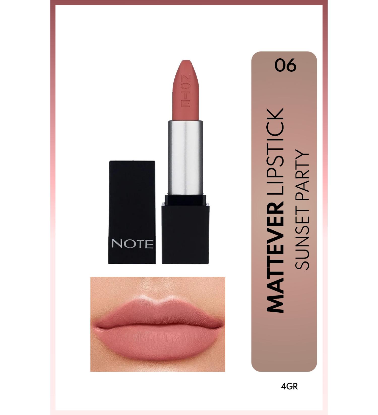 Note Cosmetics Mattever Lipstick Semi Matte Satin Finish Lipstick 06 Sunset Party - Pink - Buy Online on GoSupps.com