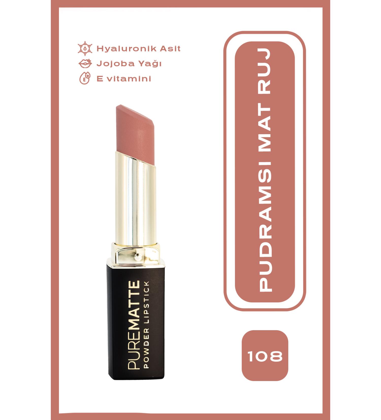 Golden Rose Pure Matte Powder Lipstick No: 108 - Powdered Matte Lipstick - 8691190533588 - Buy Online on GoSupps.com