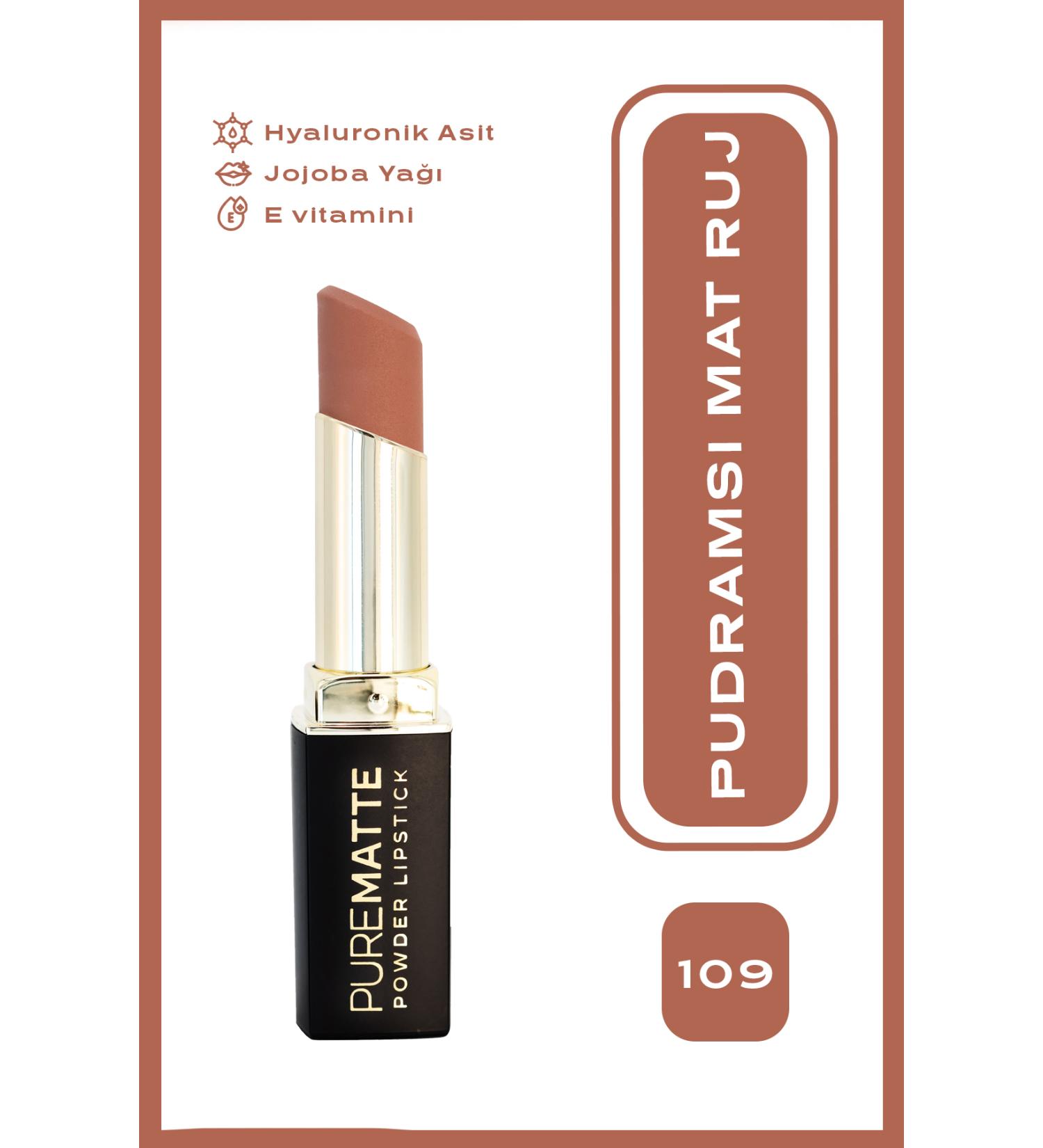 Golden Rose Pure Matte Powder Lipstick No: 109 - Powdered Matte Lipstick - 8691190533595 - Buy Online on GoSupps.com
