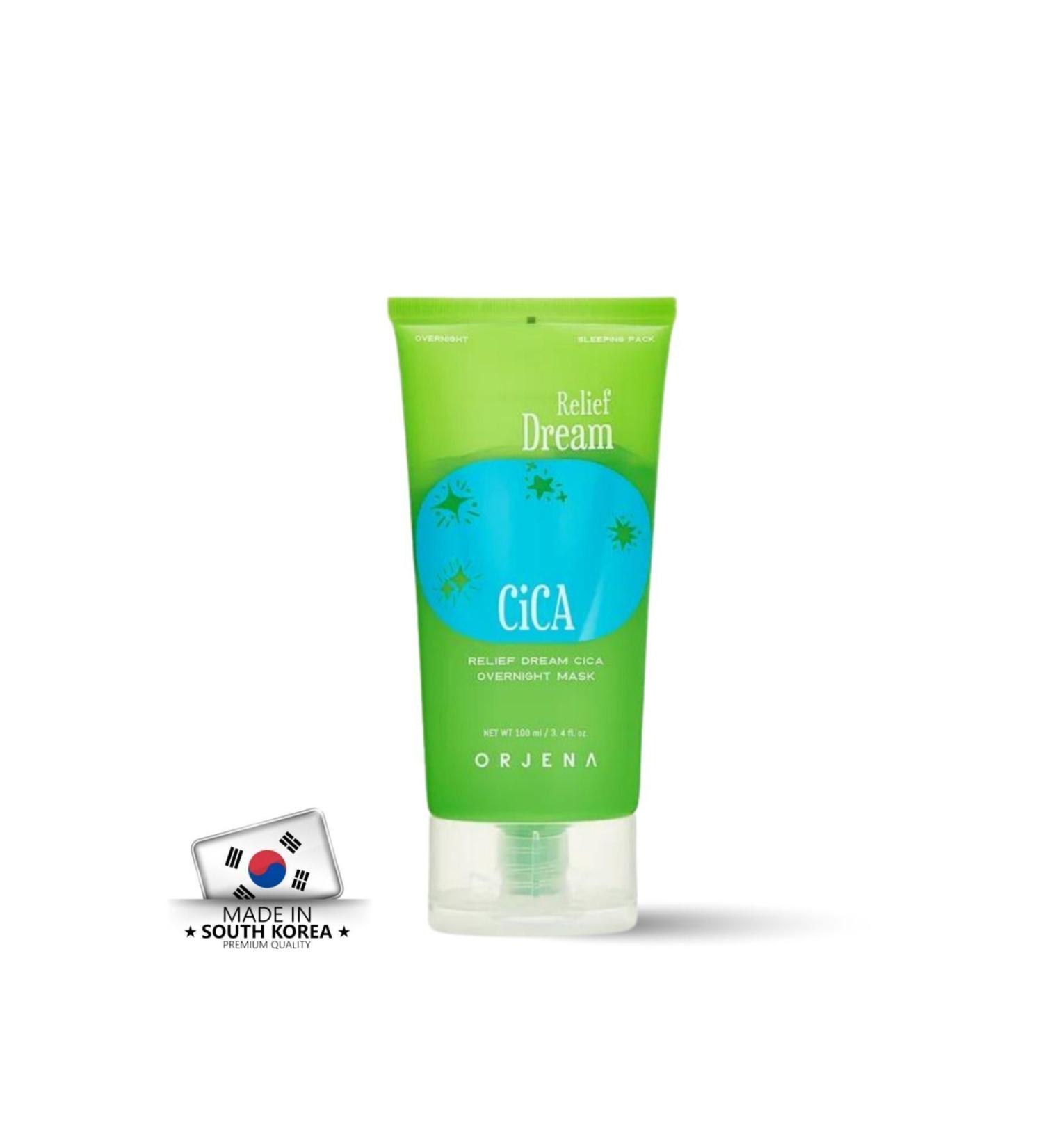 Orjena Relief Dream Cica Overnight Mask- Skin Barrier Repair Moisturizing Sleeping Mask-soothing-100ml - Buy Online on GoSupps.com