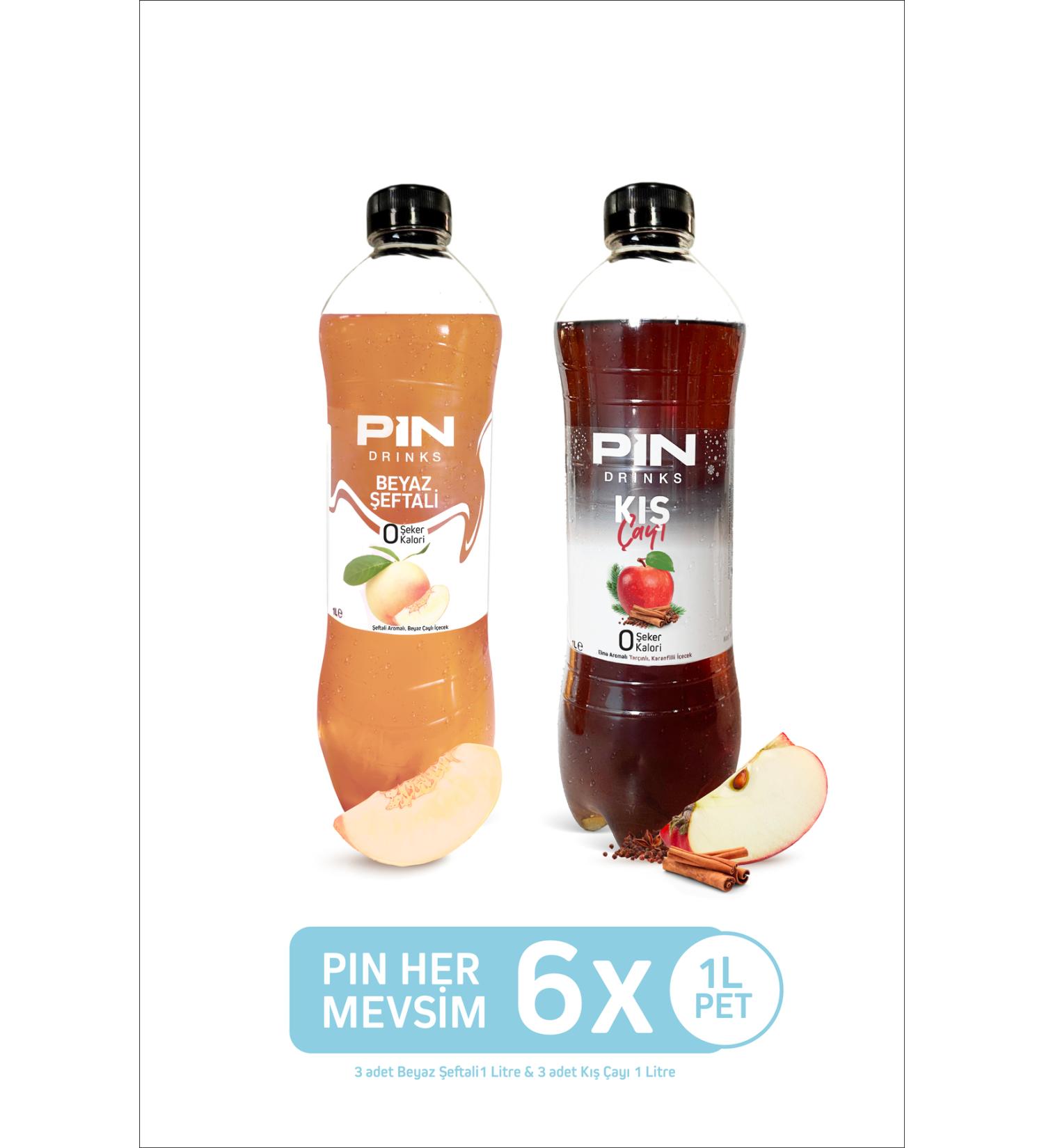 Pin Every Season - White Peach & Winter Tea - Sugar Free & Calorie Free 6 Pieces X 1 Liter - Buy Online on GoSupps.com