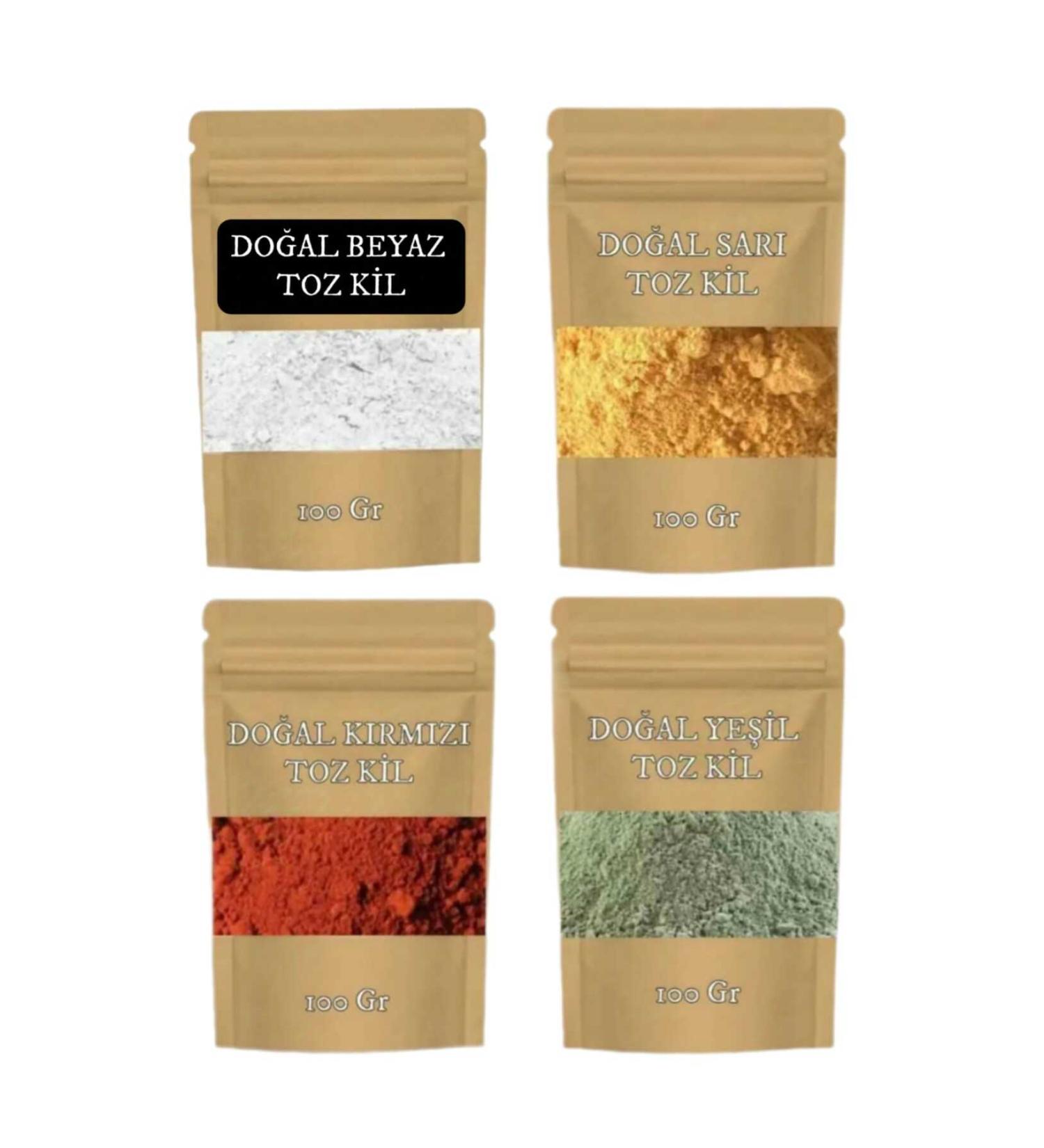 EMS AVM Red Clay & Yellow Clay & Green Clay & White Clay Face Mask Clay Mask Powder Clay 4 X 100 Gr.