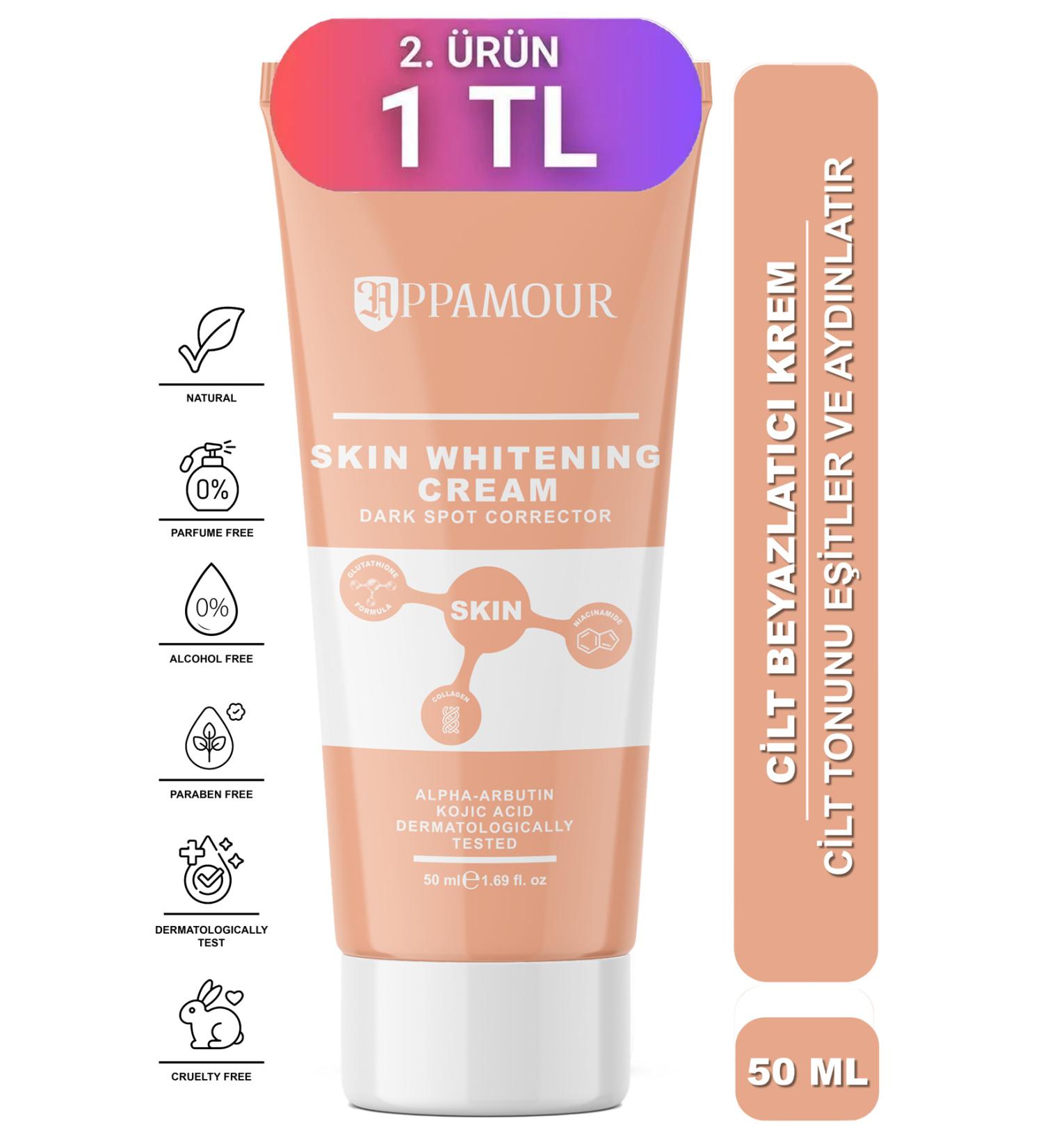 appamour Skin Whitening Brightening Anti-Spot Care Cream Glutathione Alpha Arbutin Kojic Acid 50ml - Buy Online on GoSupps.com