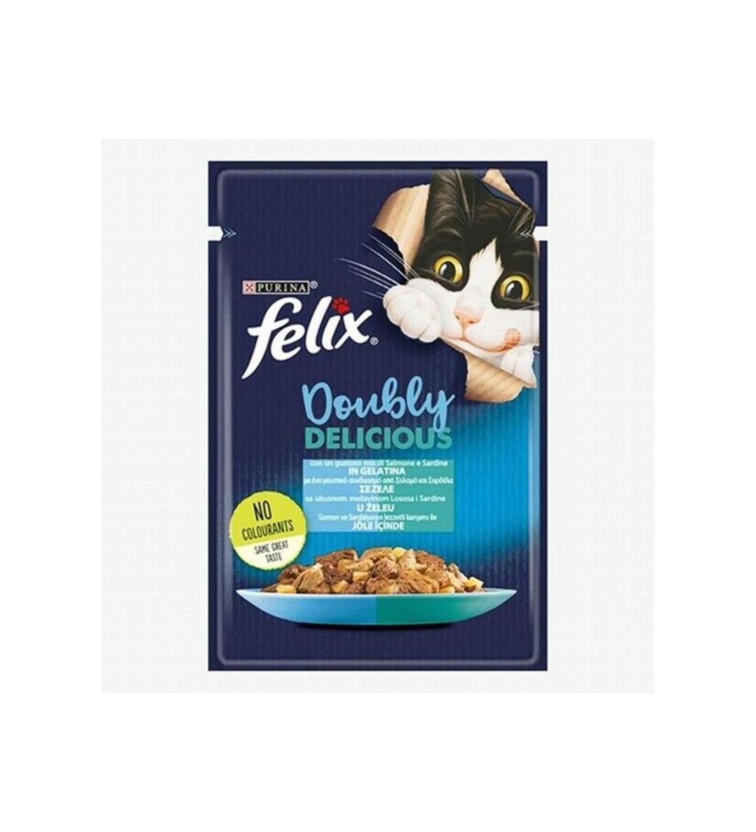 FELIX Pouch Double Flavor Salmon and Sardine Adult Cat Canned Food 12 Pieces 85 gr