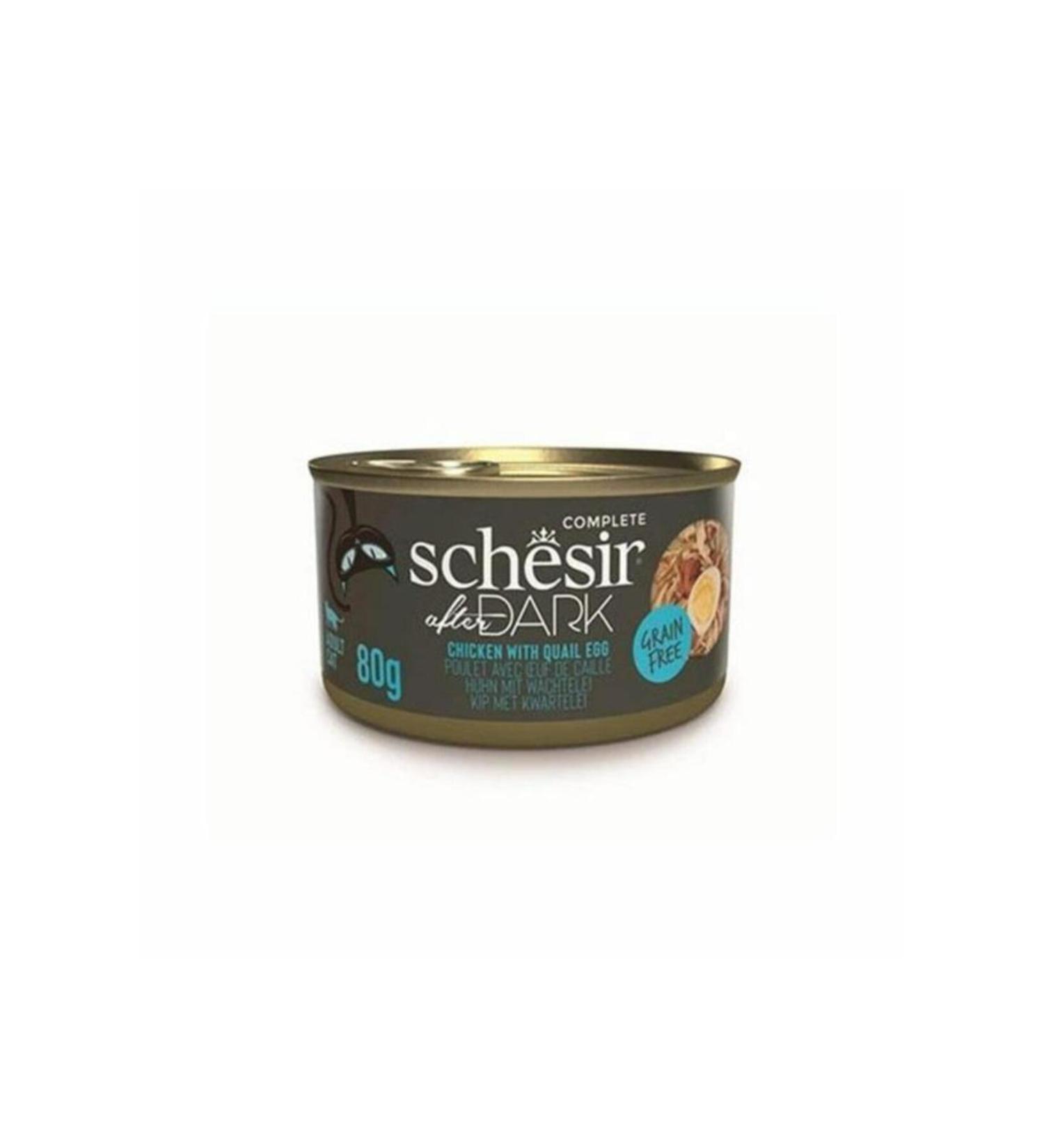 Schesir After Dark Adult Cat Canned Food with Chicken and Quail Eggs 80 gr - Petshopundan