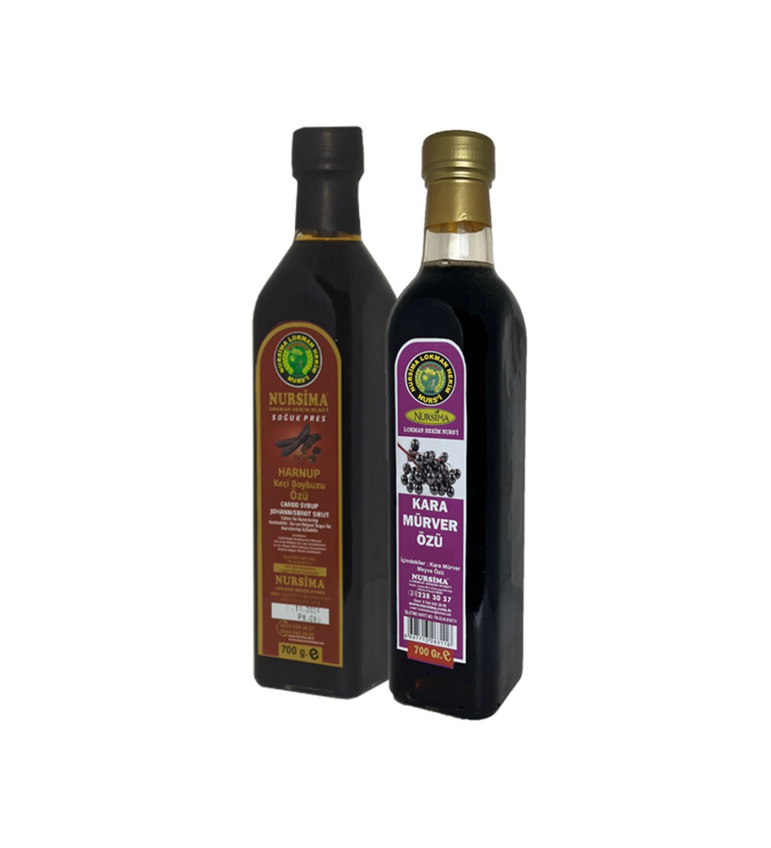 Nursima Black Elderberry Extract 700 ml and Carob Carob Extract 700 ml Set