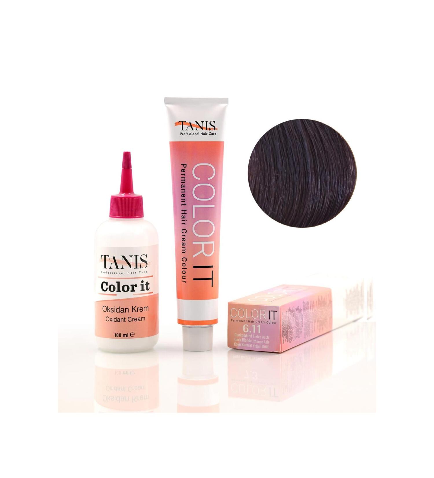 TANIS PROFESSIONAL TANIS COLOR-IT (100 ML) Permanent Hair Dye 6.11 (Dark Blonde Intense Ash)