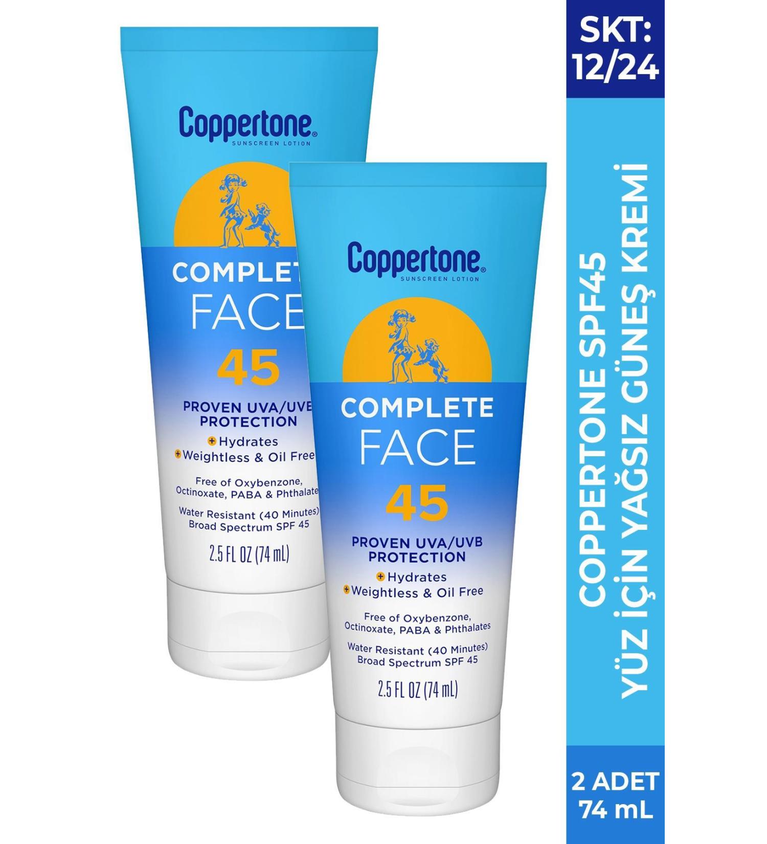 Coppertone Complete Oil-Free Face SPF45 Sunscreen 2x74ML