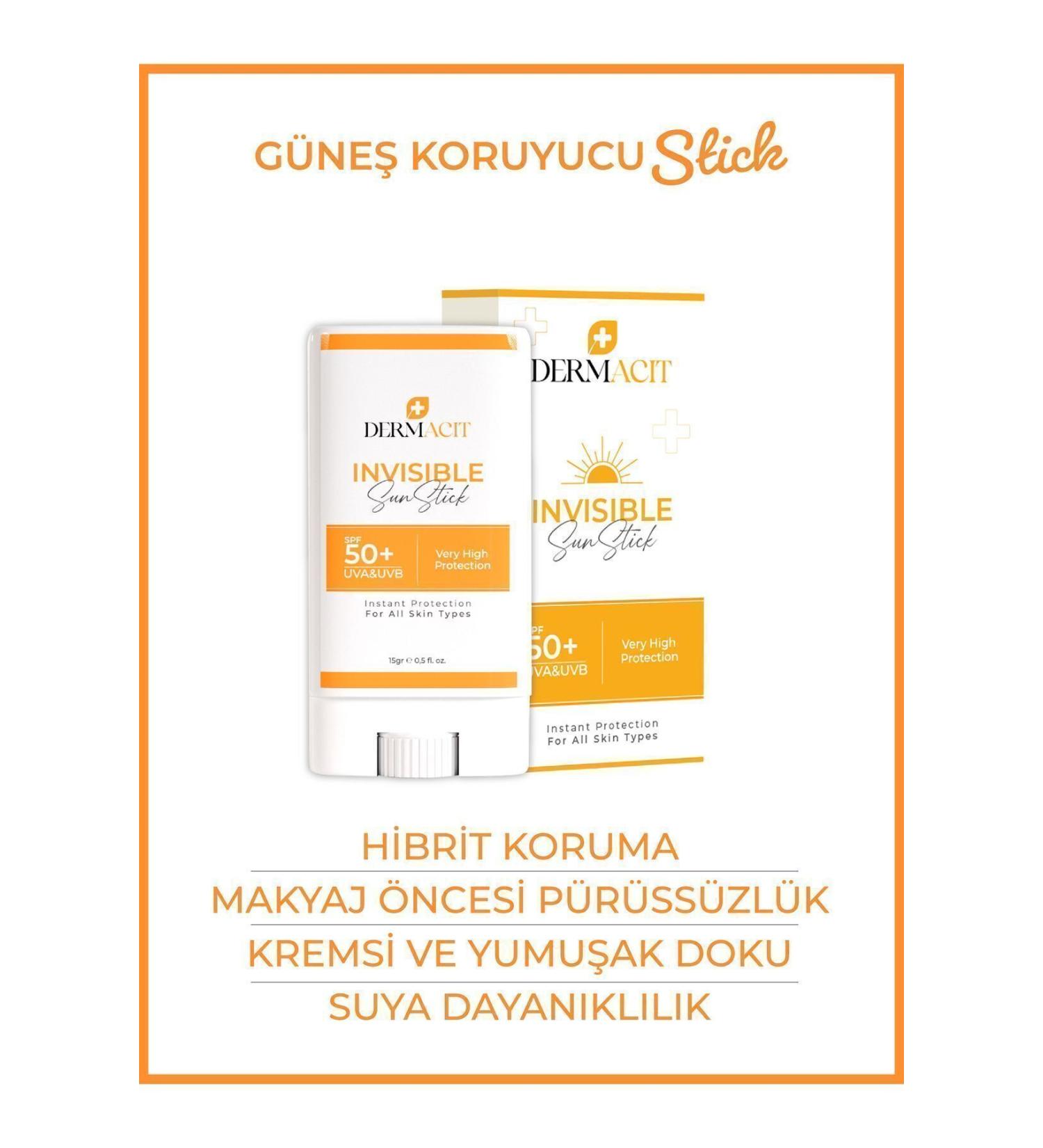DERMACIT Stick Sun Cream - SPF 50 Hybrid Protection (UVA & UVB For All Skin Types 15gr) - Buy Online on GoSupps.com