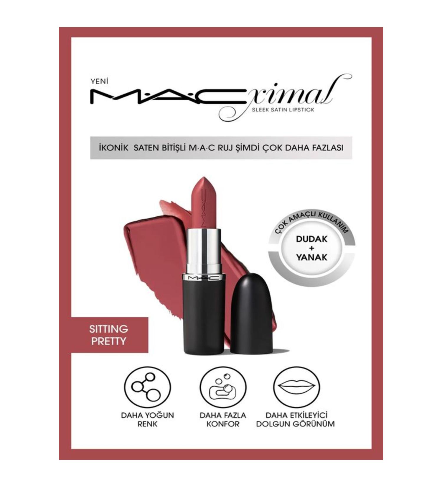 Mac Sleek Satin Lipstick konik Saten Biti li Ruj-SITTING PRETTY 3.5GM - Buy Online on GoSupps.com