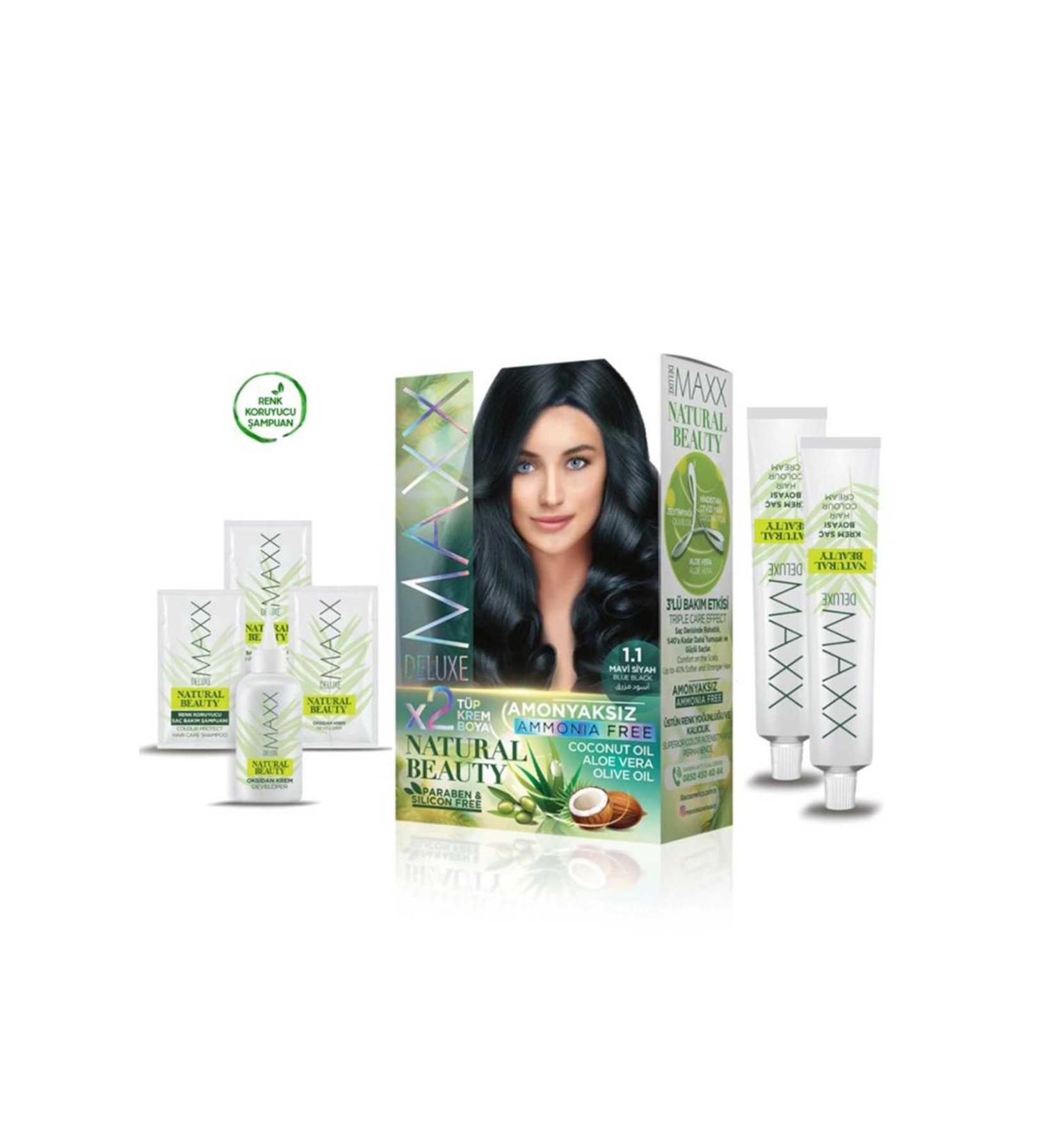 Pack Natural Beauty Ammonia Free Hair Dye 1.1 Blue Black - Lisinya alithestereo