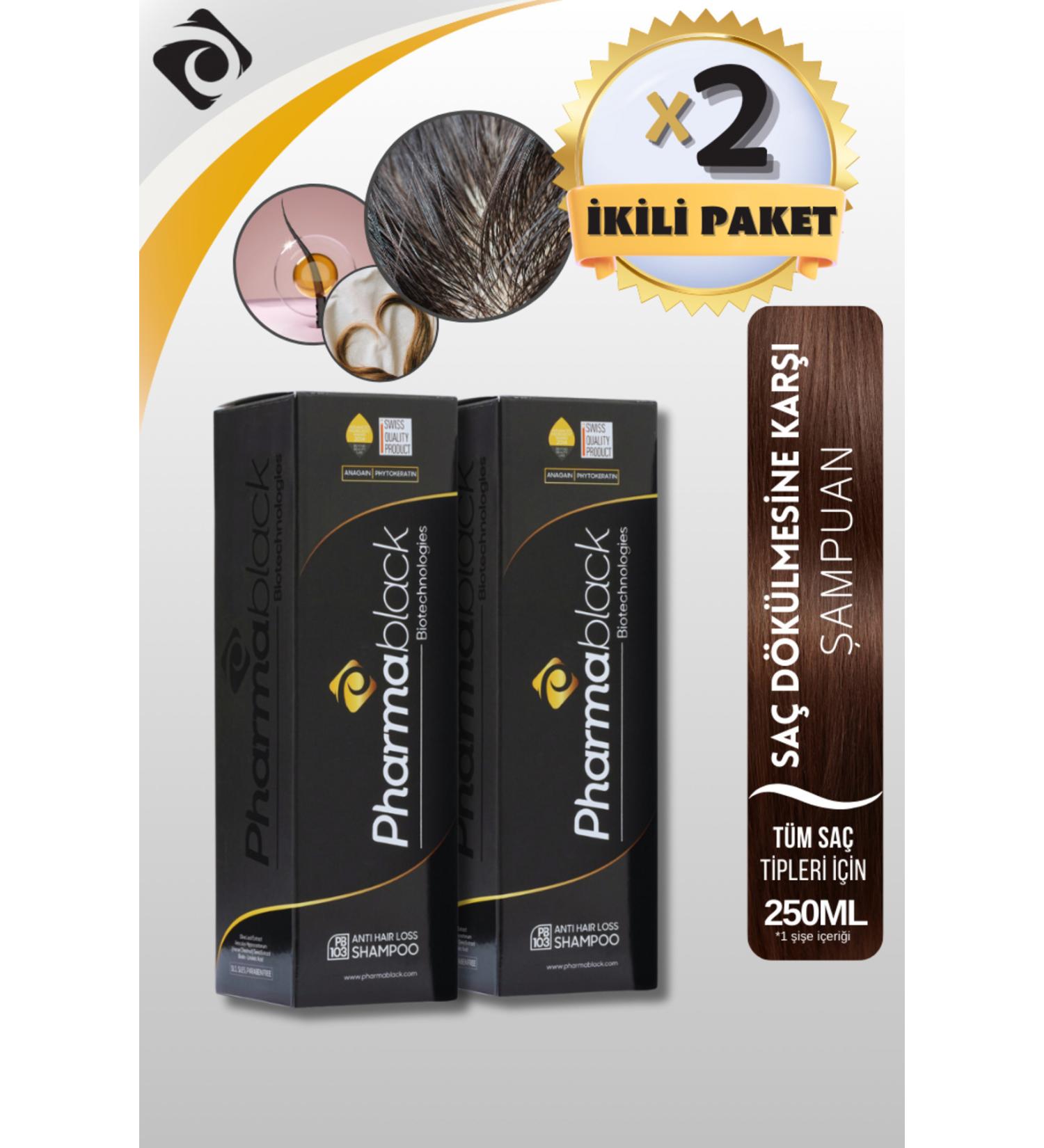 Pharmablack Anti Hair Loss Shampoo Anagain Phtokertatin BIOTIN Olive Leaf Horse Chestnut 250 ml 2pcs - Buy Online on GoSupps.com